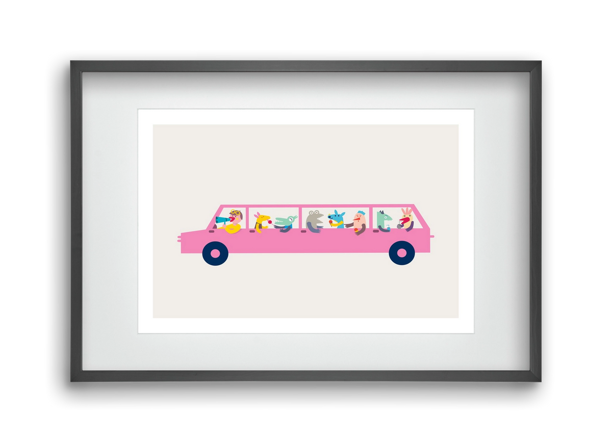 Pink Car, 45x30 cm (30x20 cm), Fekete keret, paszpartuval