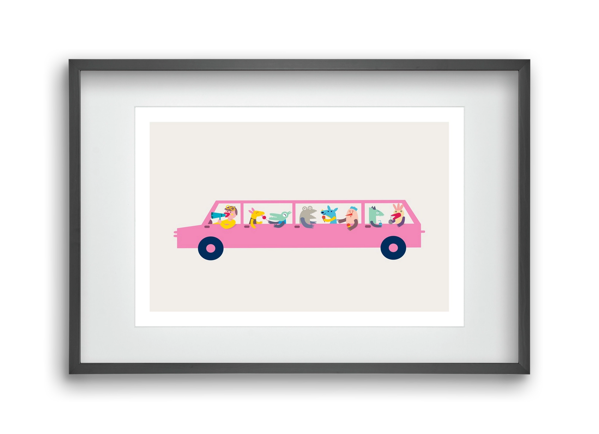 Pink Car, 45x30 cm (30x20 cm), Fekete keret, paszpartuval