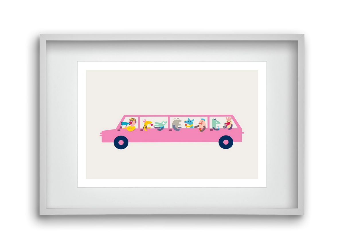 Pink Car, 45x30 cm (30x20 cm), Fehér keret, paszpartuval