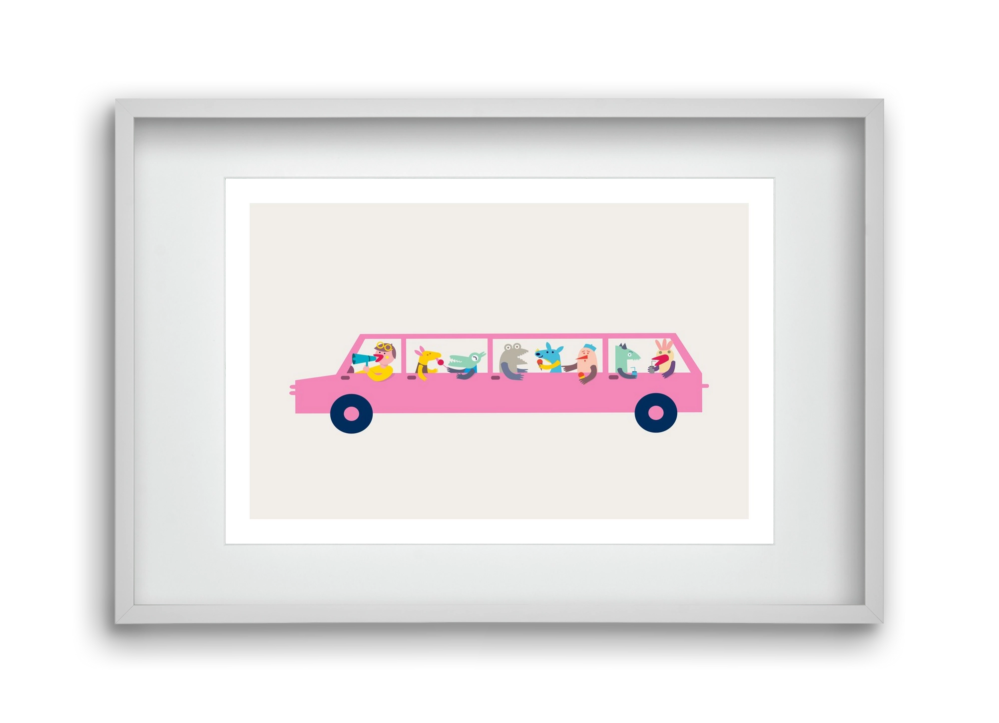 Pink Car, 45x30 cm (30x20 cm), Fehér keret, paszpartuval