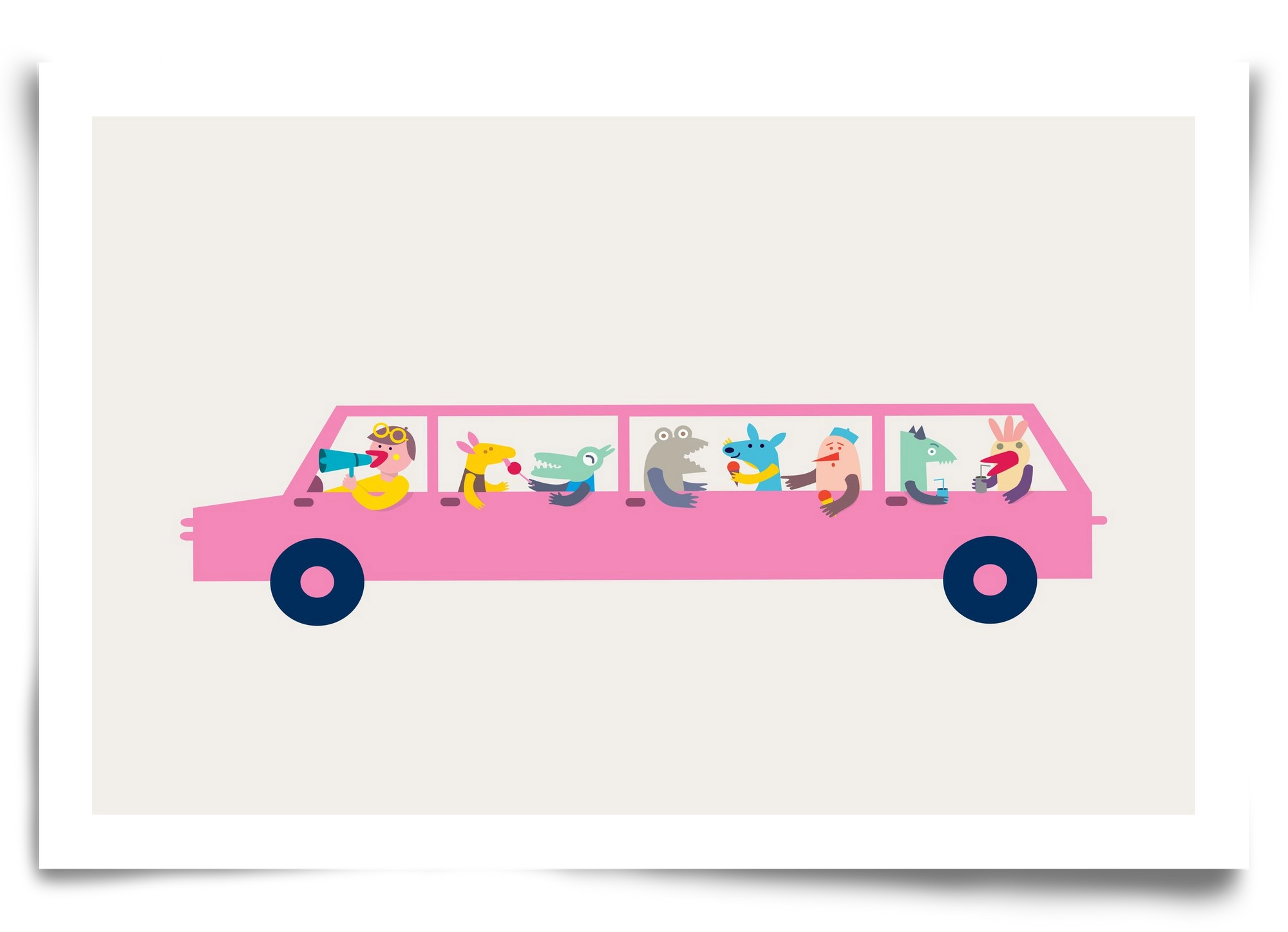 Pink Car, 90x60 cm, Keret nélkül