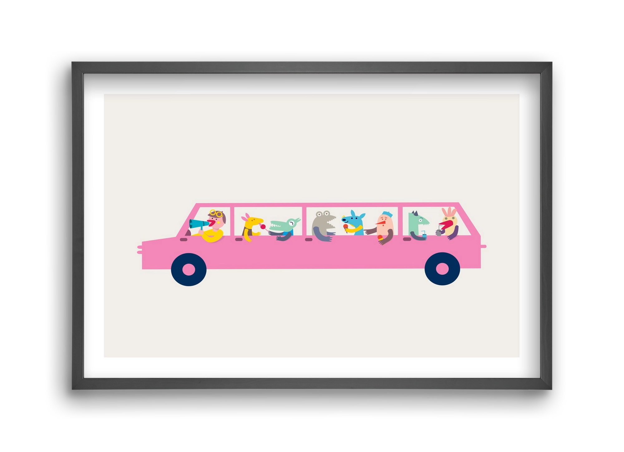 Pink Car, 45x30 cm (45x30 cm), Fekete keret