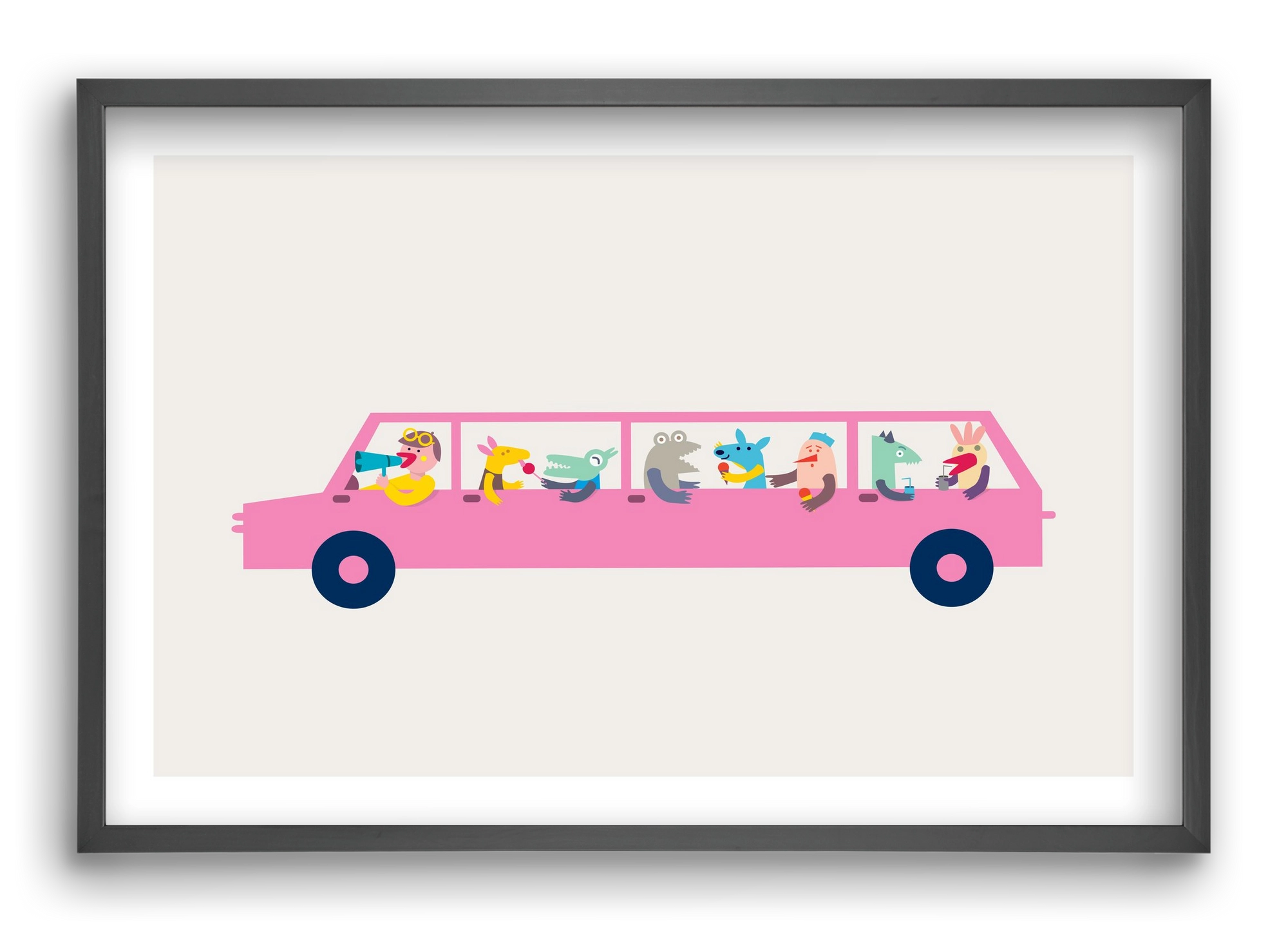 Pink Car, 60x40 cm (60x40 cm), Fekete keret