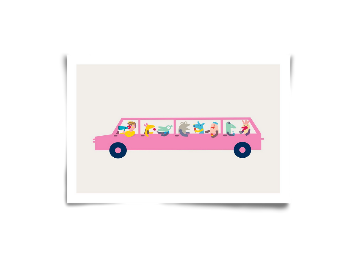 Pink Car, 30x20 cm, Keret nélkül