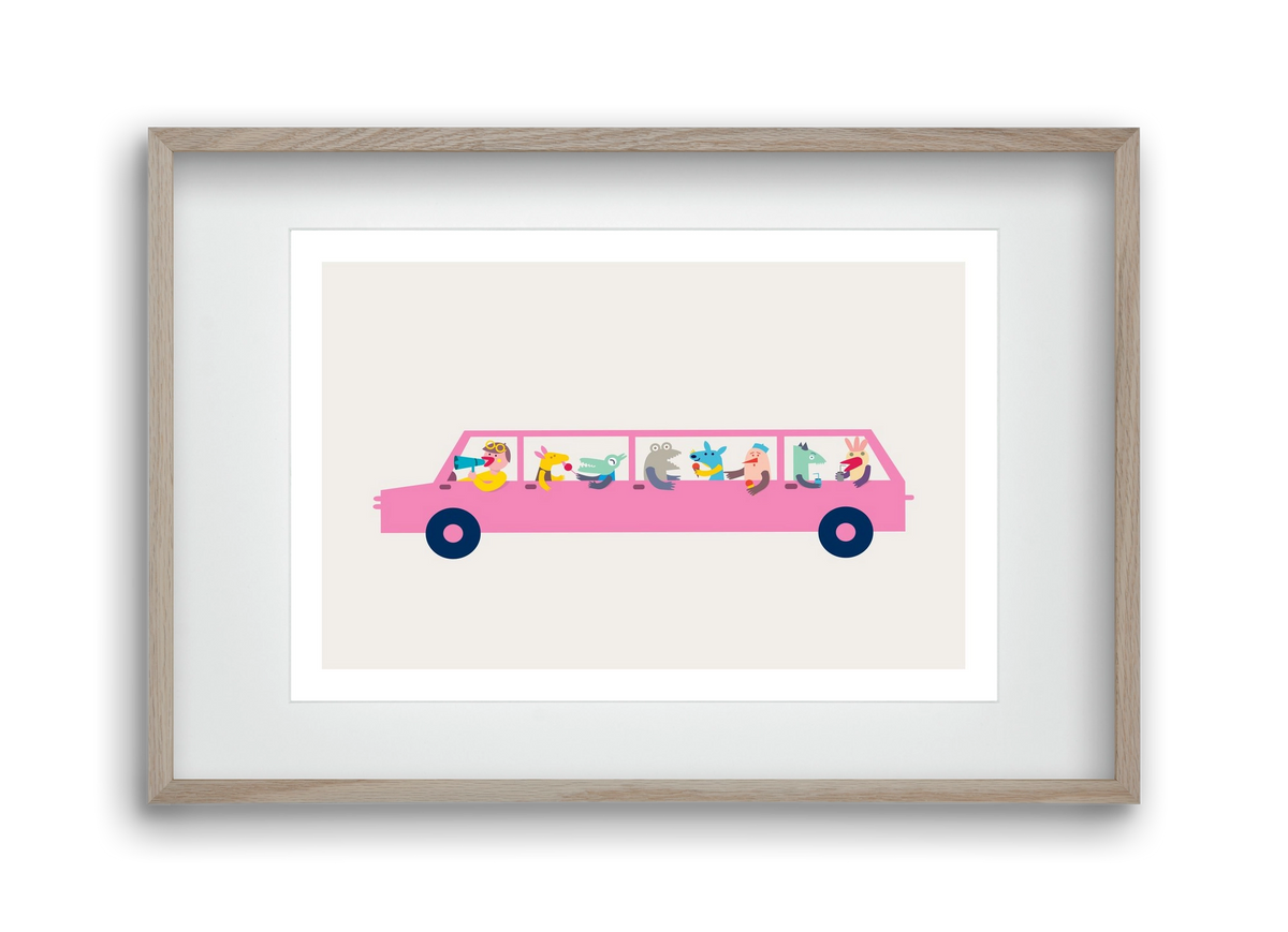 Pink Car, 45x30 cm (30x20 cm), Tölgy keret, paszpartuval