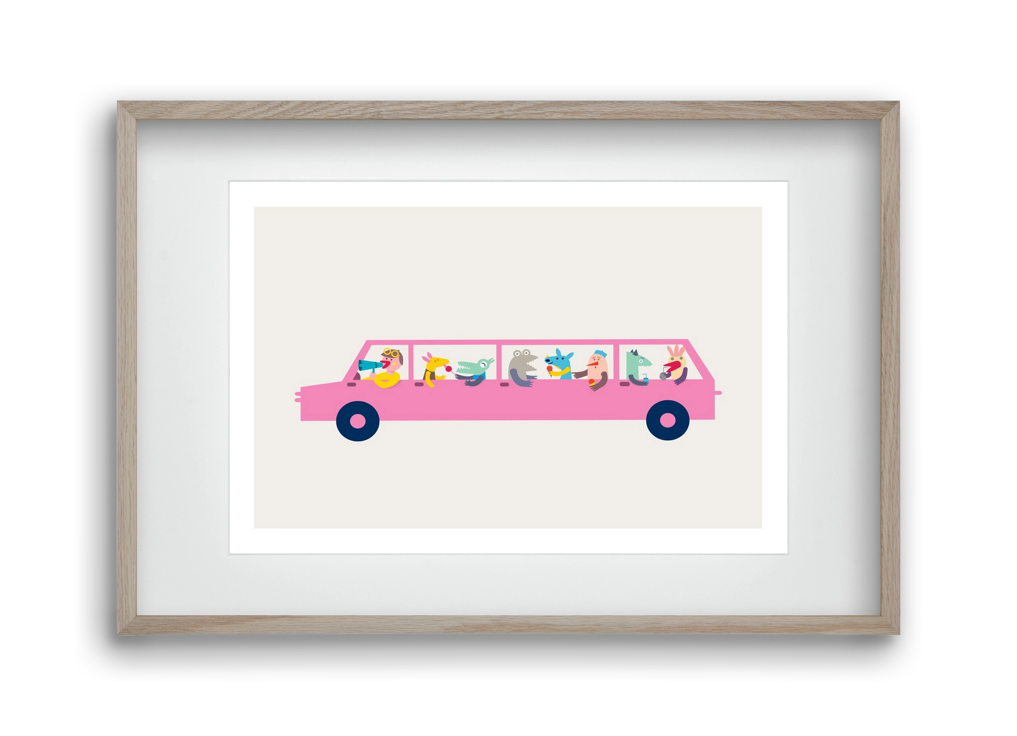 Pink Car, 45x30 cm (30x20 cm), Tölgy keret, paszpartuval