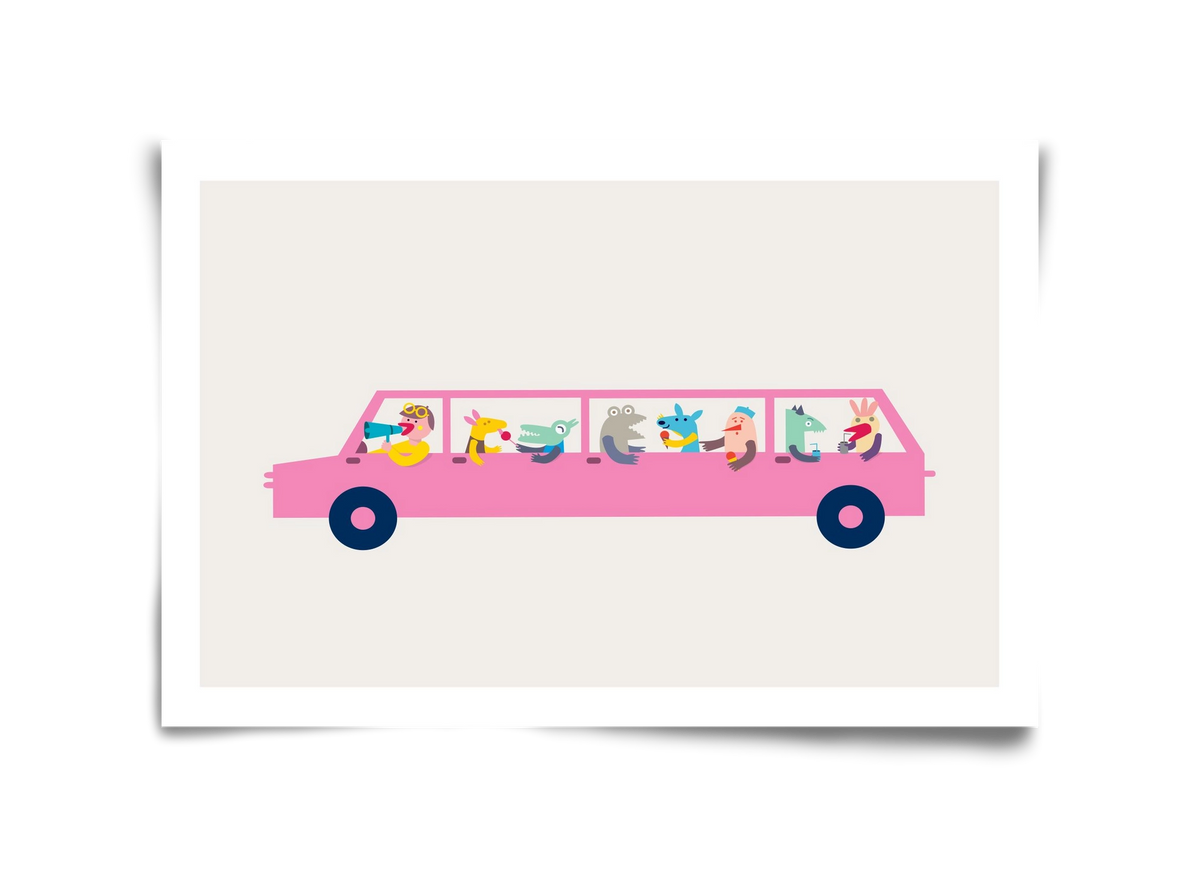 Pink Car, 45x30 cm, Keret nélkül