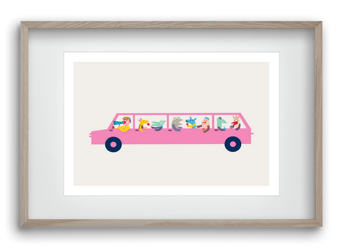 Pink Car, 60x40 cm (45x30 cm), Tölgy keret, paszpartuval