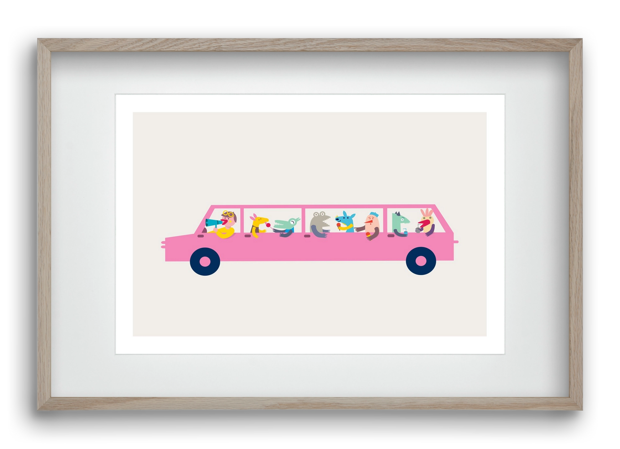 Pink Car, 60x40 cm (45x30 cm), Tölgy keret, paszpartuval