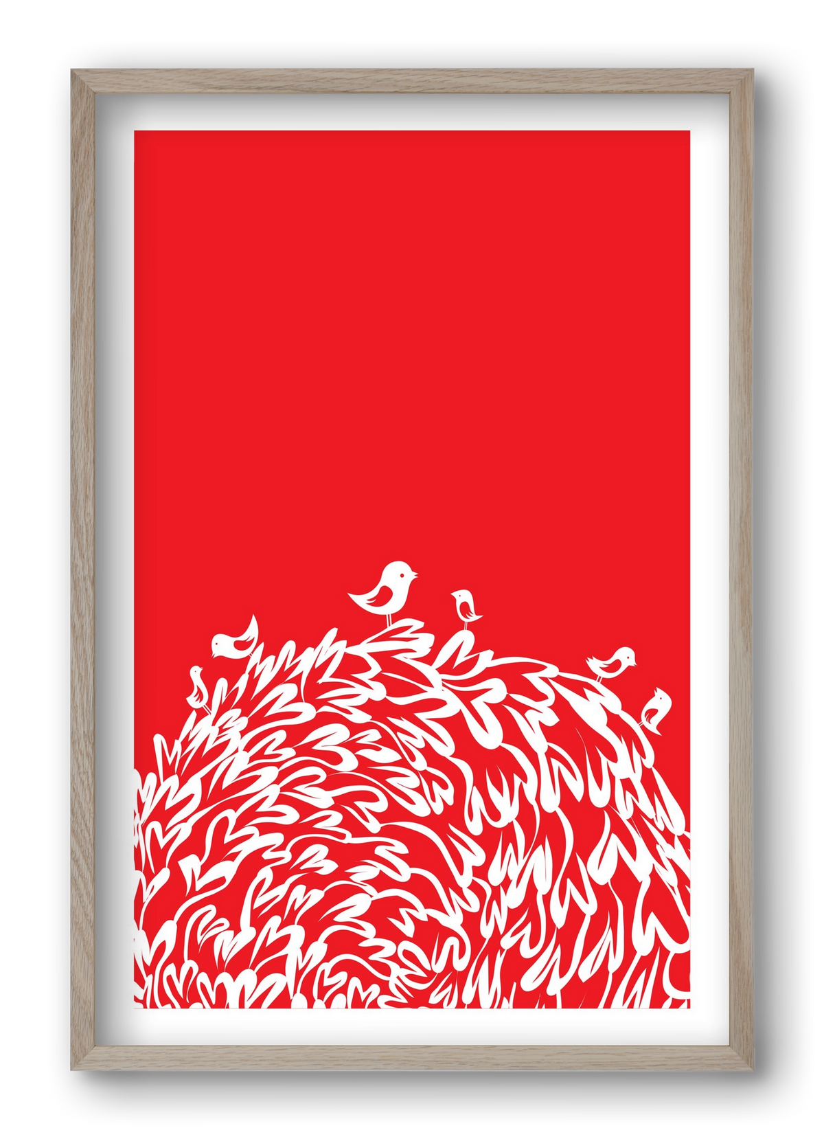 Red bird, 40x60 cm (40x60 cm), Tölgy keret