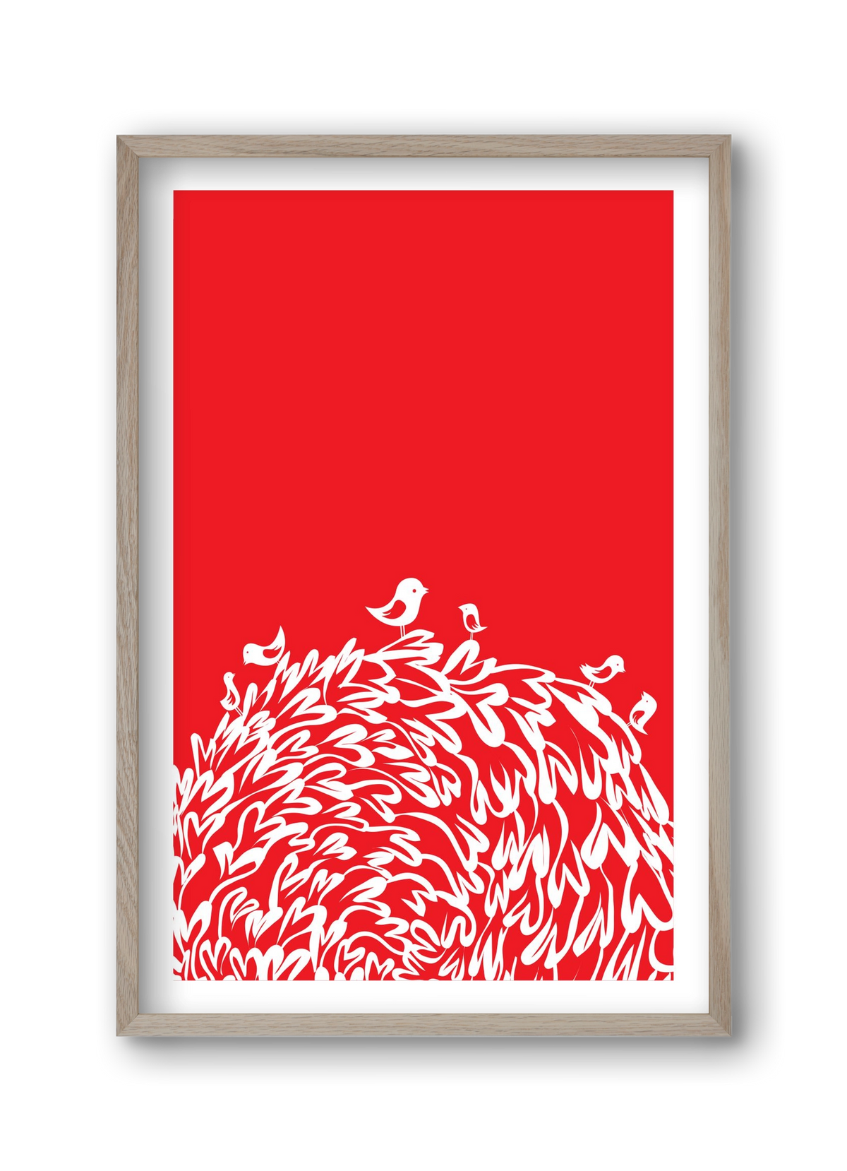 Red bird, 30x45 cm (30x45 cm), Tölgy keret