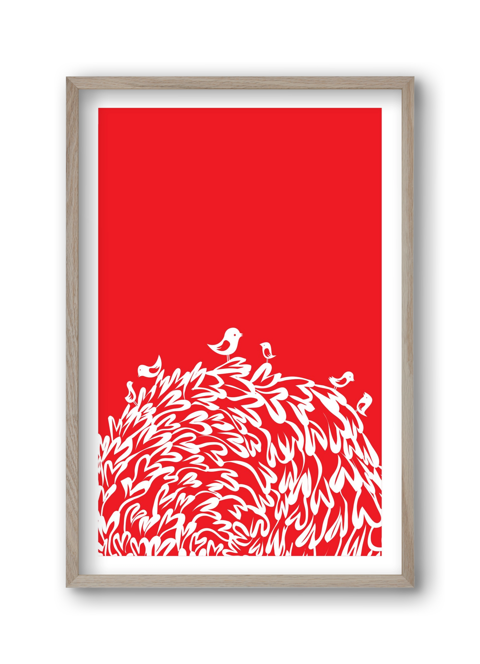 Red bird, 30x45 cm (30x45 cm), Tölgy keret
