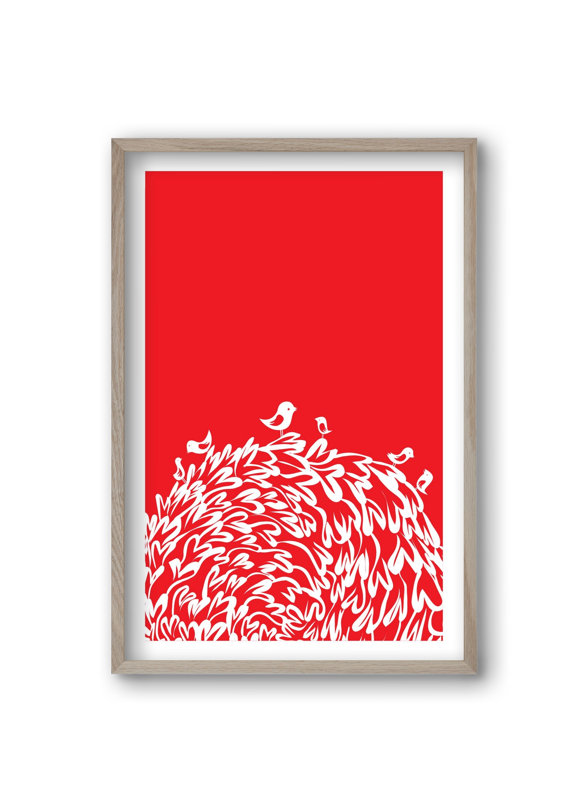 Red bird, 20x30 cm (20x30 cm), Tölgy keret