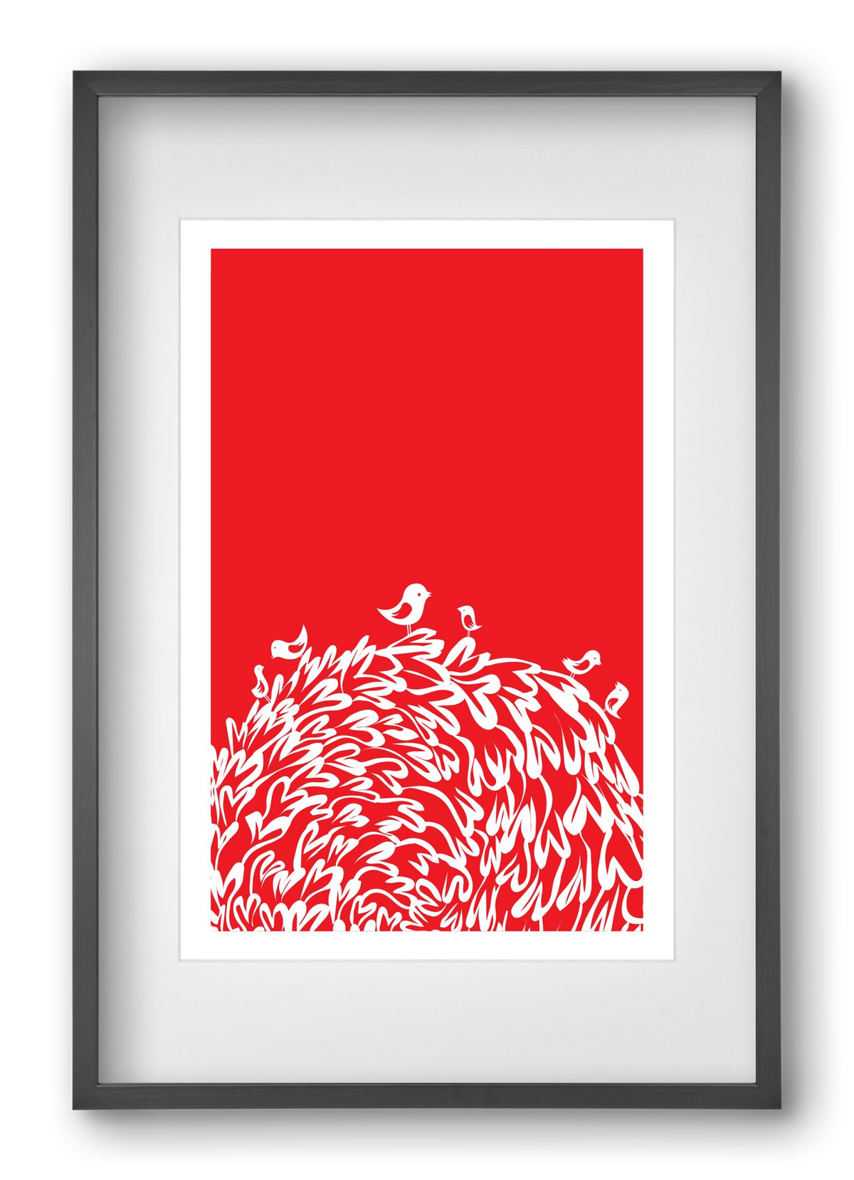 Red bird, 40x60 cm (30x45 cm), Fekete keret, paszpartuval