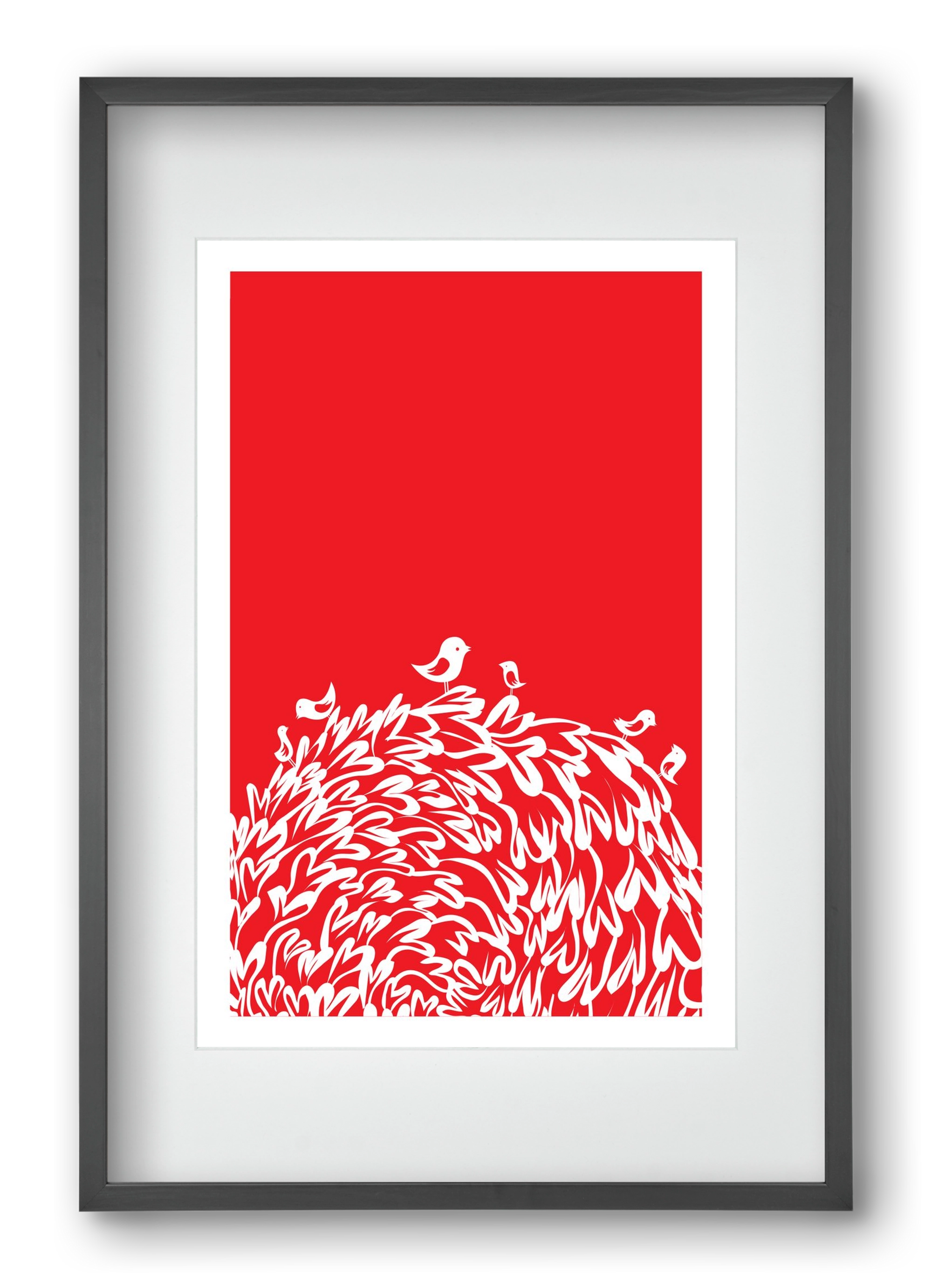Red bird, 40x60 cm (30x45 cm), Fekete keret, paszpartuval