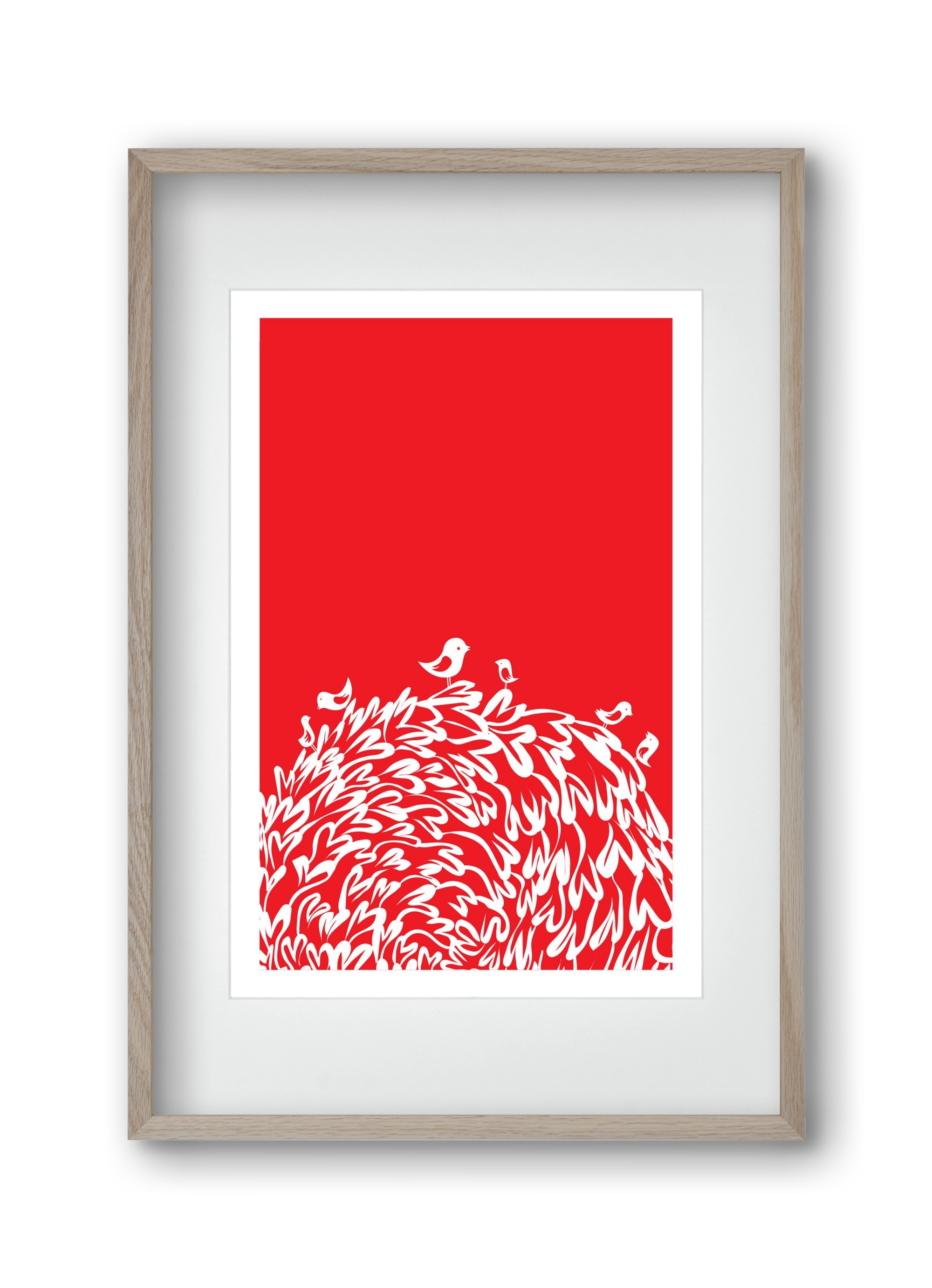 Red bird, 30x45 cm (20x30 cm), Tölgy keret, paszpartuval