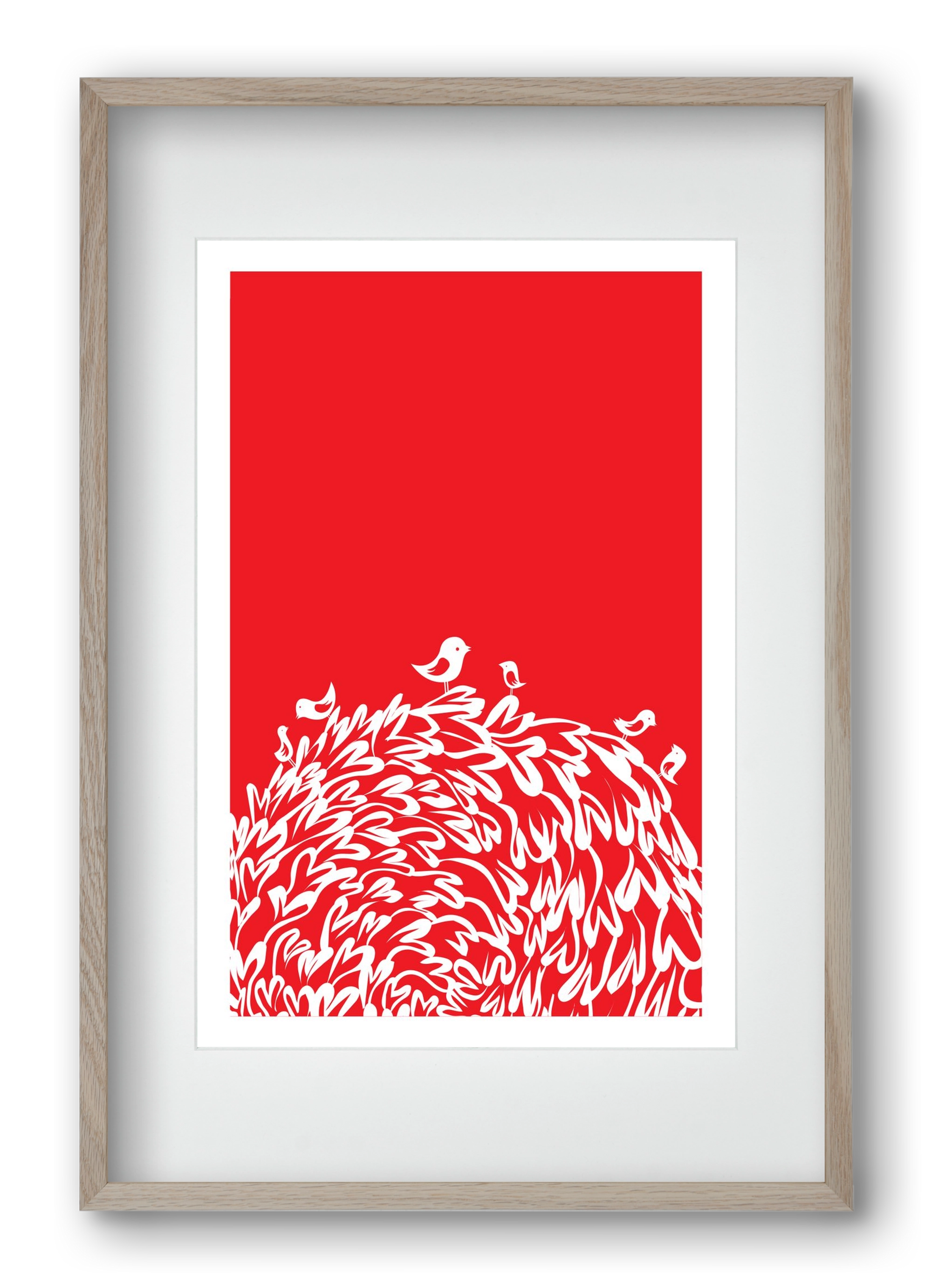 Red bird, 40x60 cm (30x45 cm), Tölgy keret, paszpartuval