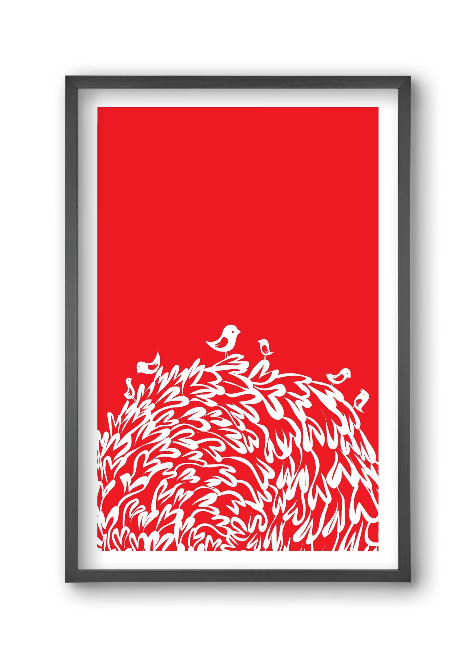 Red bird, 30x45 cm (30x45 cm), Fekete keret