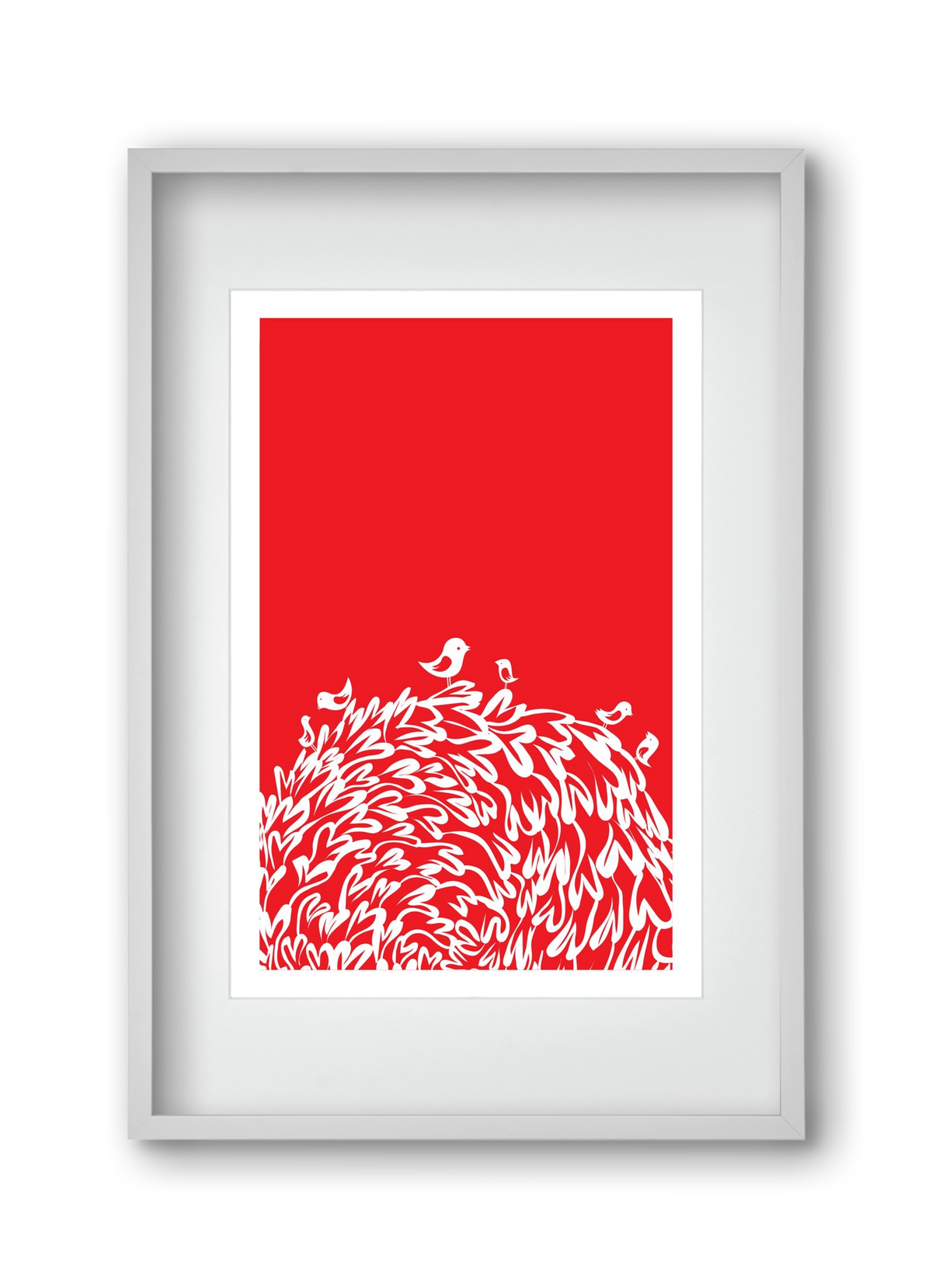 Red bird, 30x45 cm (20x30 cm), Fehér keret, paszpartuval