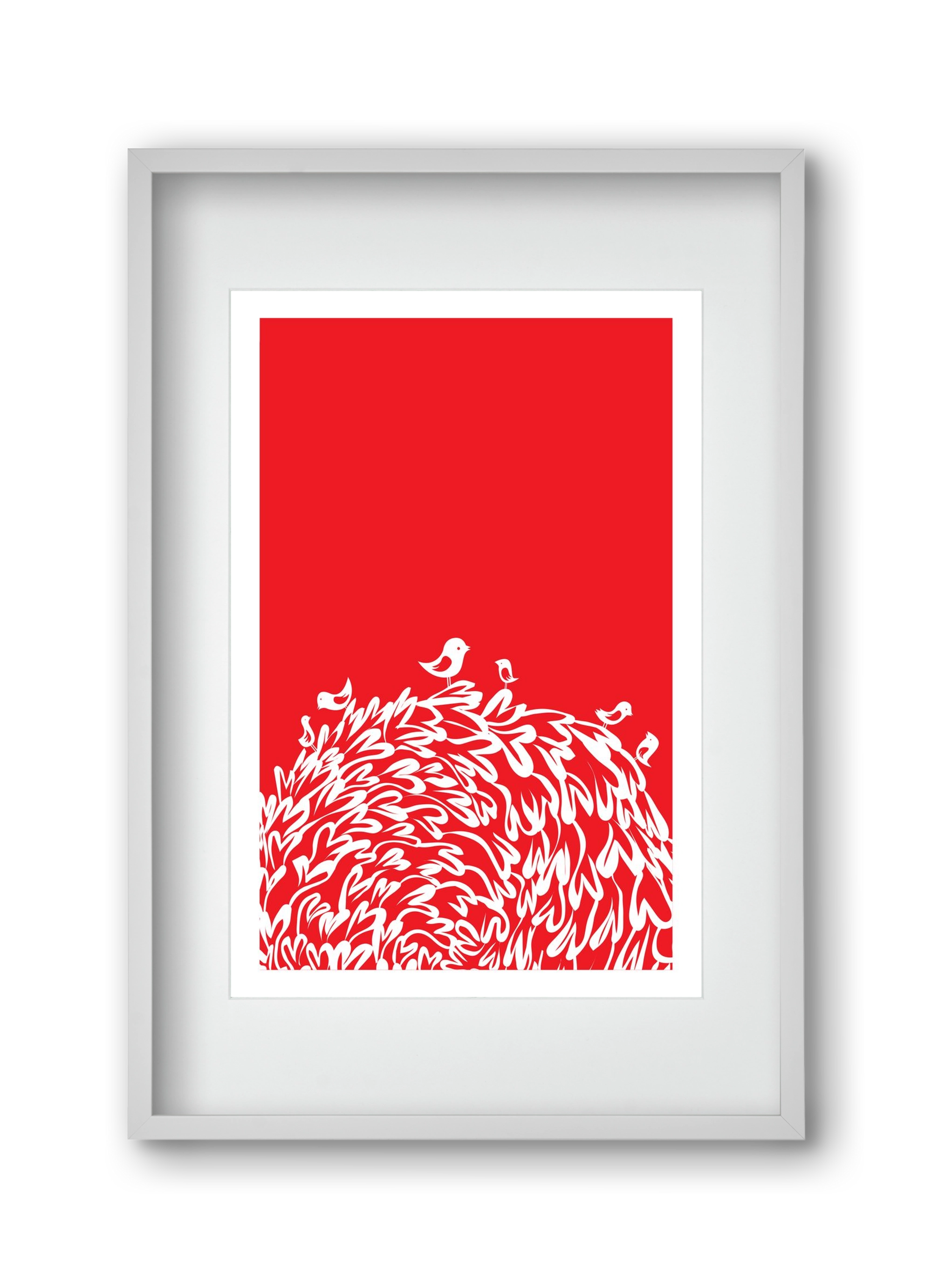 Red bird, 30x45 cm (20x30 cm), Fehér keret, paszpartuval