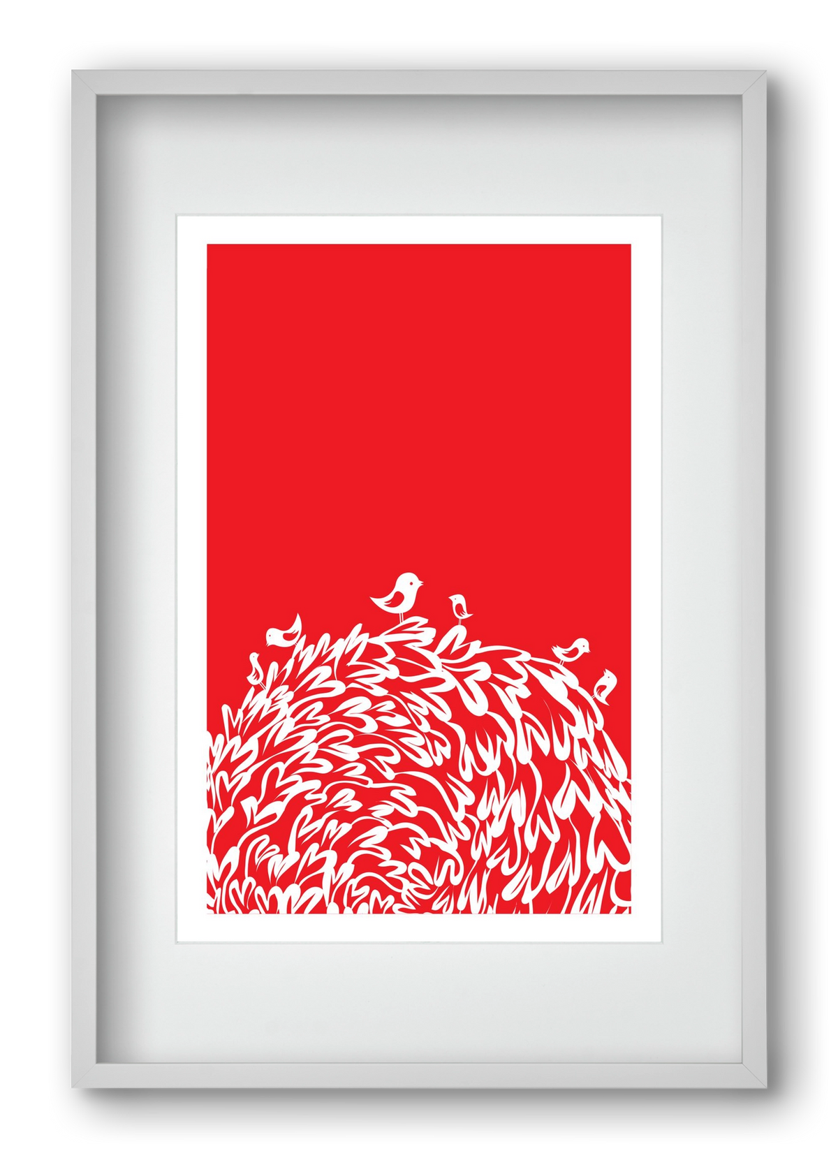 Red bird, 40x60 cm (30x45 cm), Fehér keret, paszpartuval