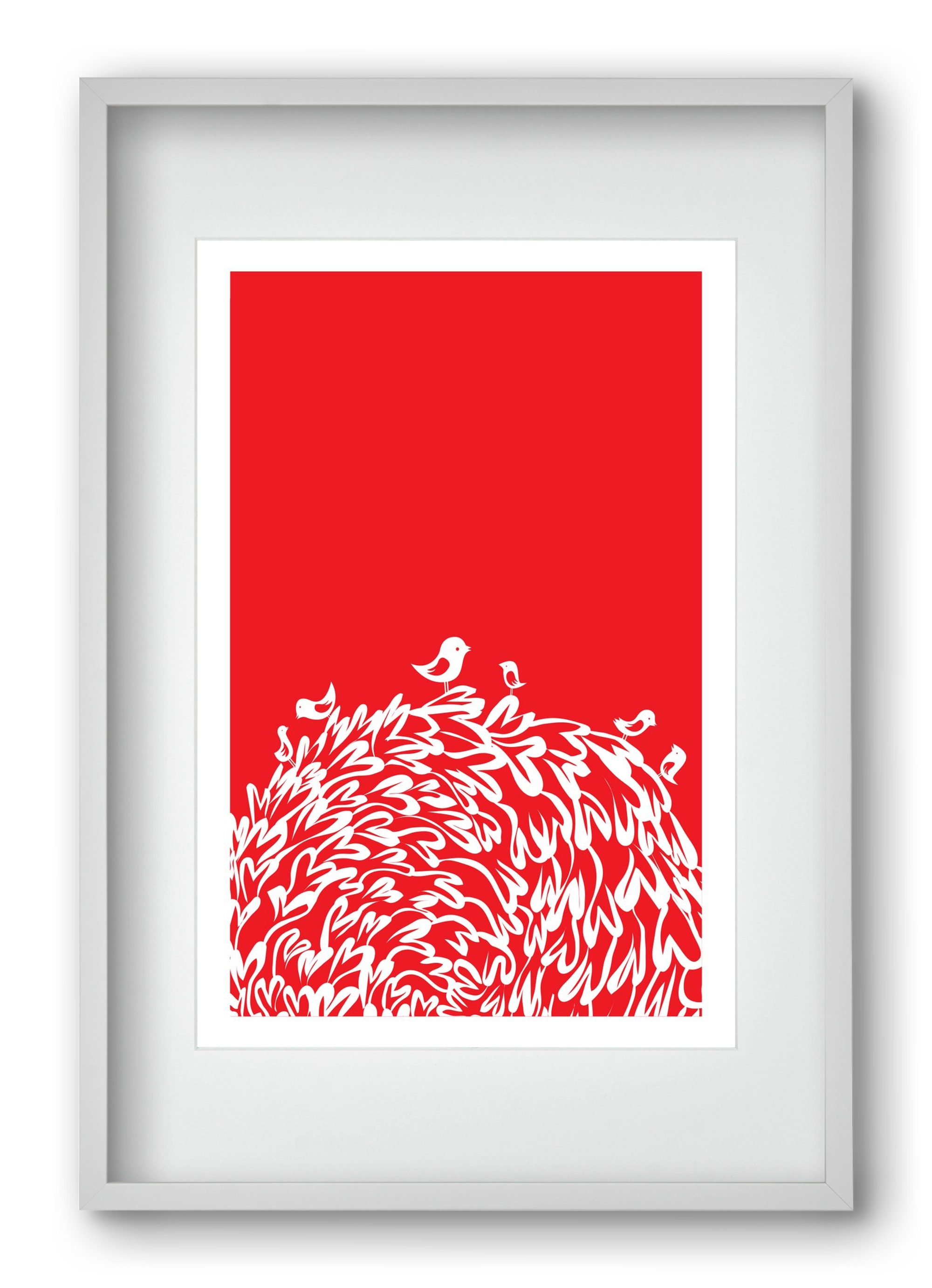Red bird, 40x60 cm (30x45 cm), Fehér keret, paszpartuval