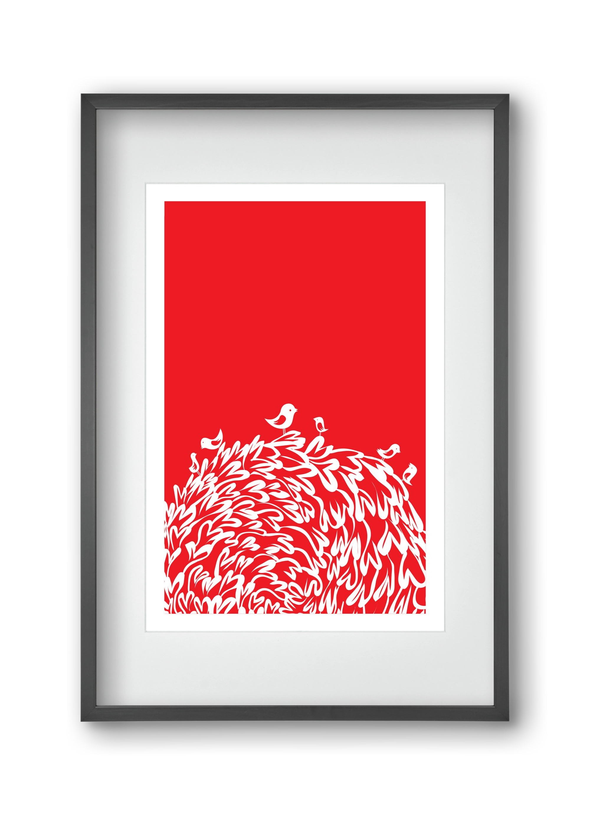 Red bird, 30x45 cm (20x30 cm), Fekete keret, paszpartuval