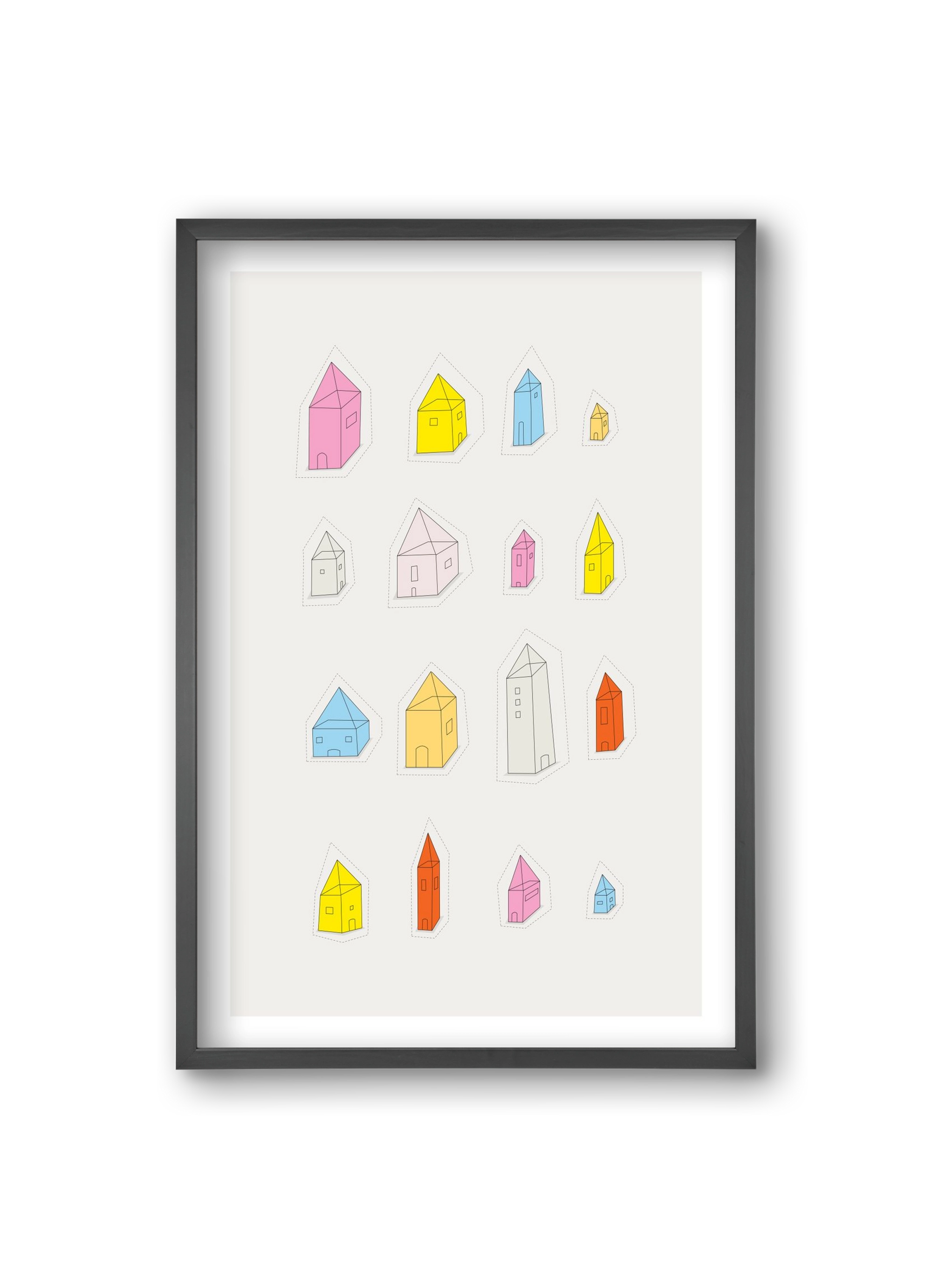 Transparent Houses, 20x30 cm (20x30 cm), Fekete keret