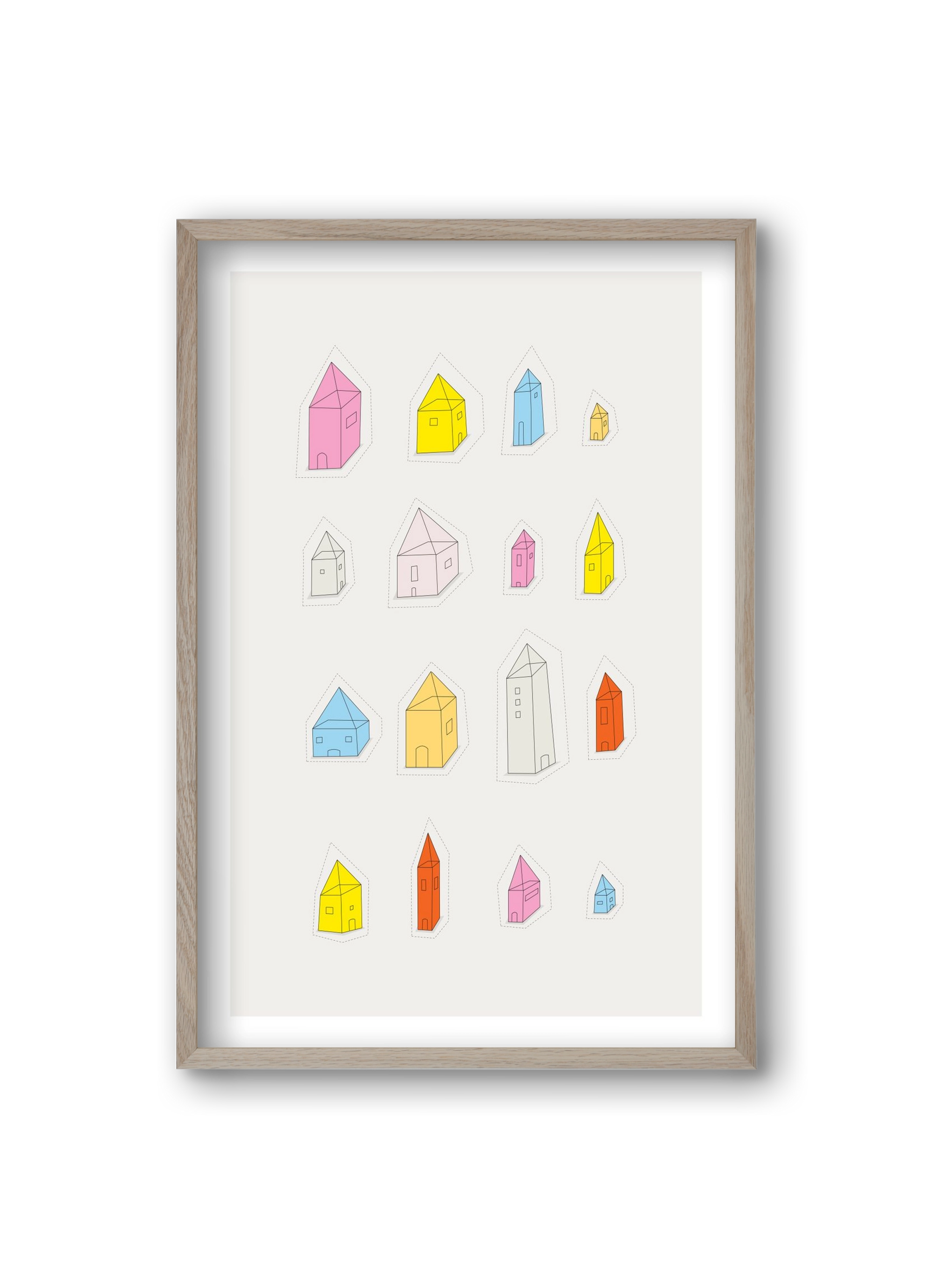 Transparent Houses, 20x30 cm (20x30 cm), Tölgy keret