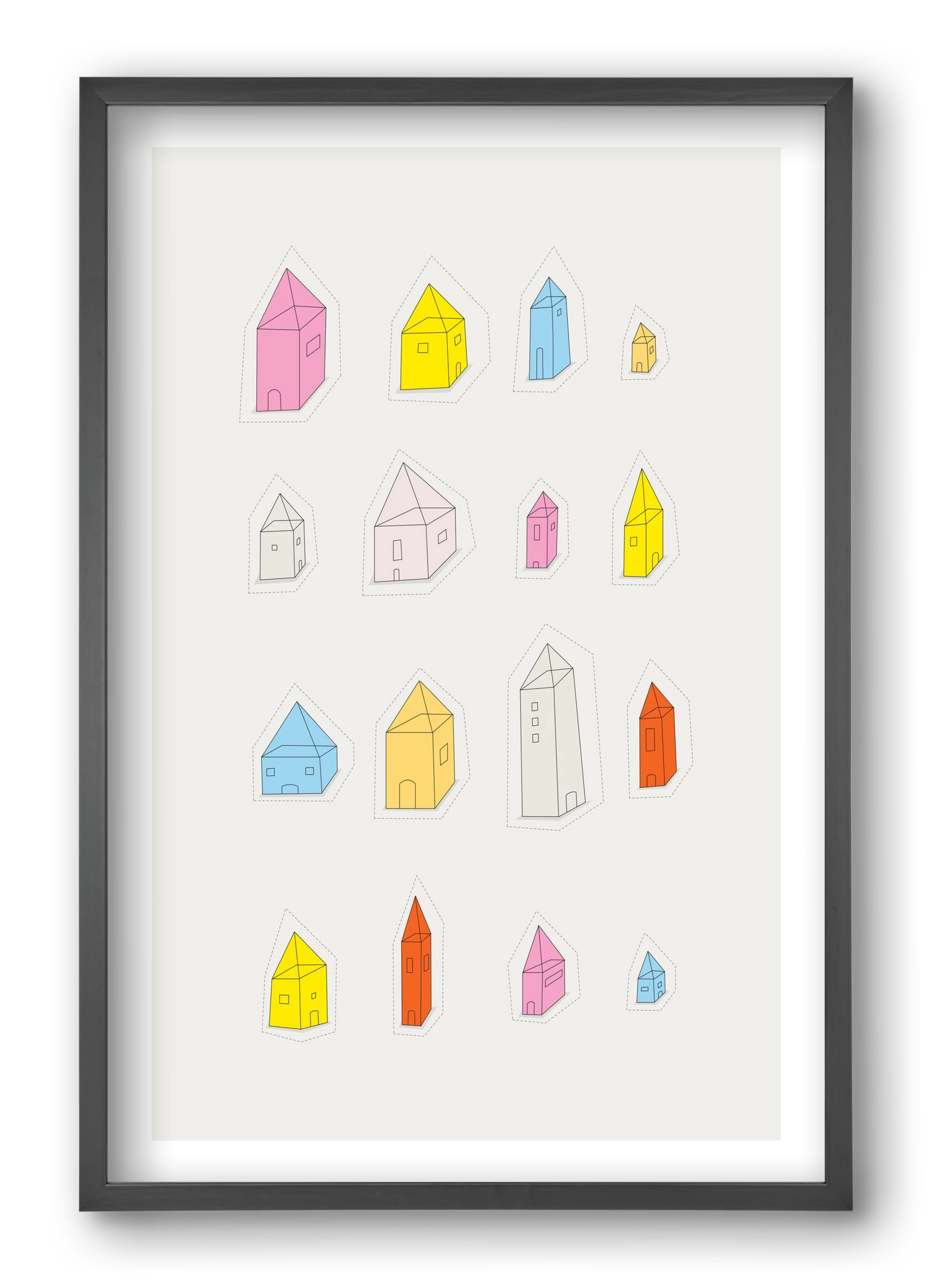 Transparent Houses, 40x60 cm (40x60 cm), Fekete keret