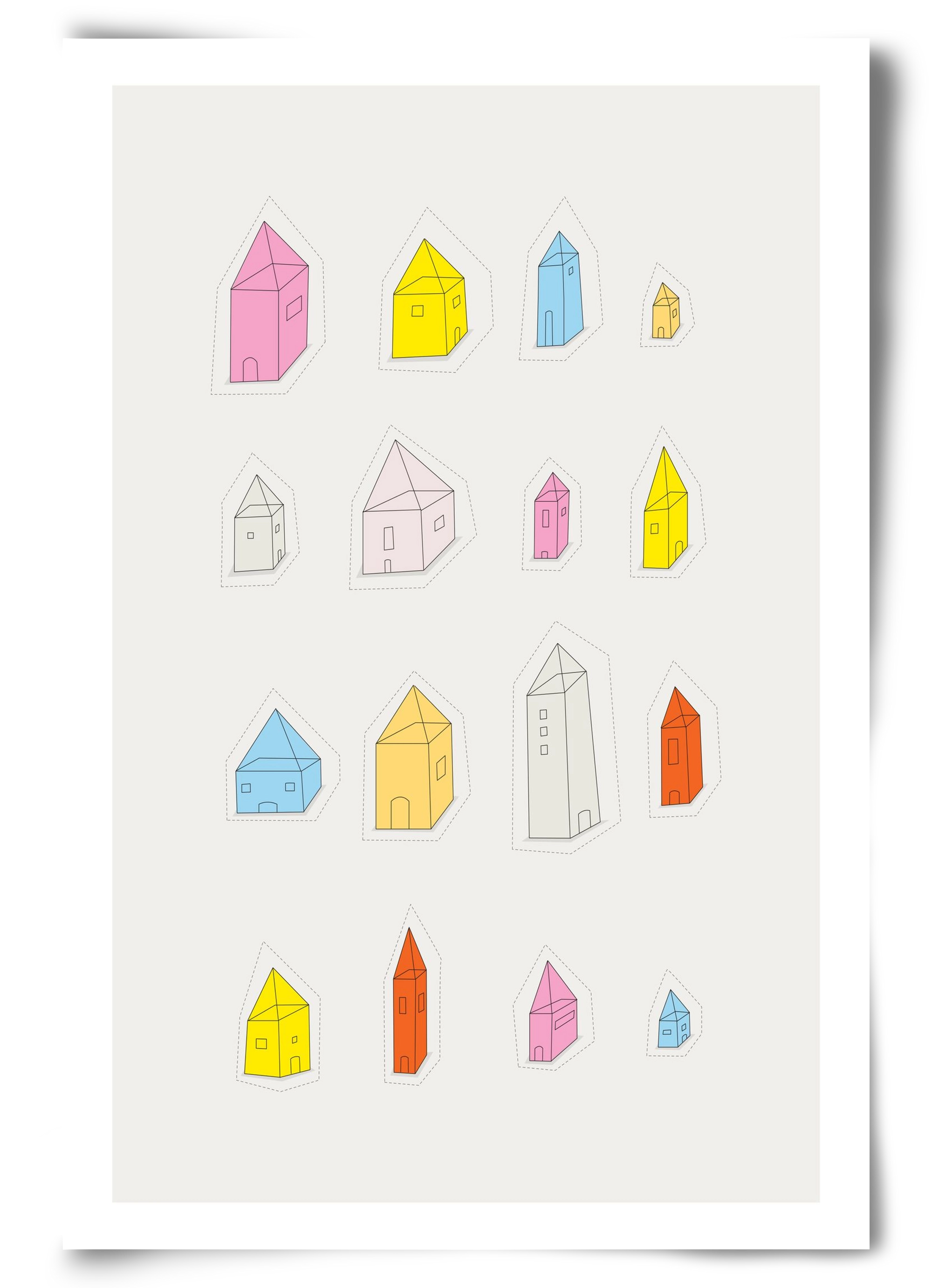 Transparent Houses, 60x90 cm, Keret nélkül