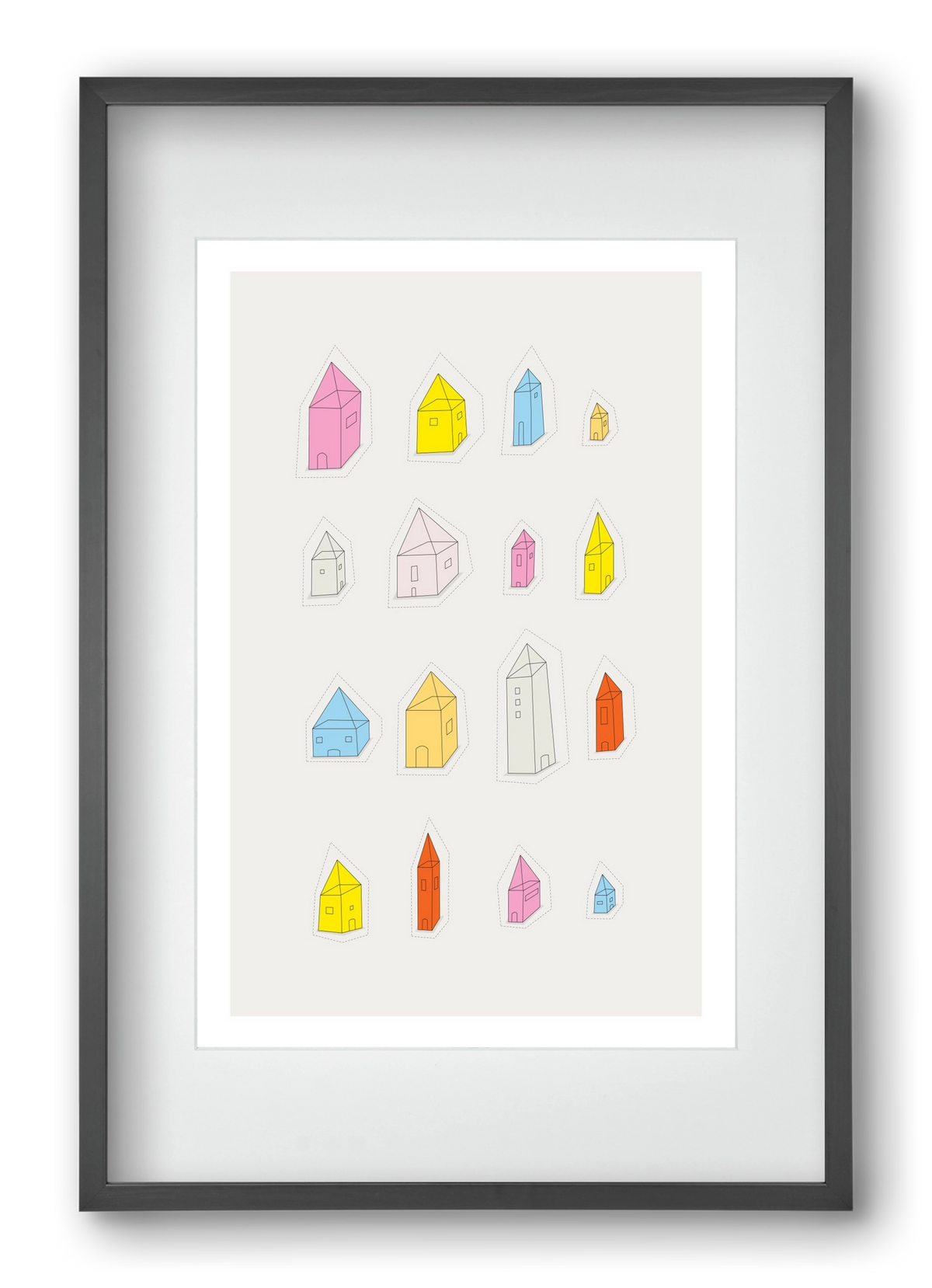 Transparent Houses, 40x60 cm (30x45 cm), Fekete keret, paszpartuval