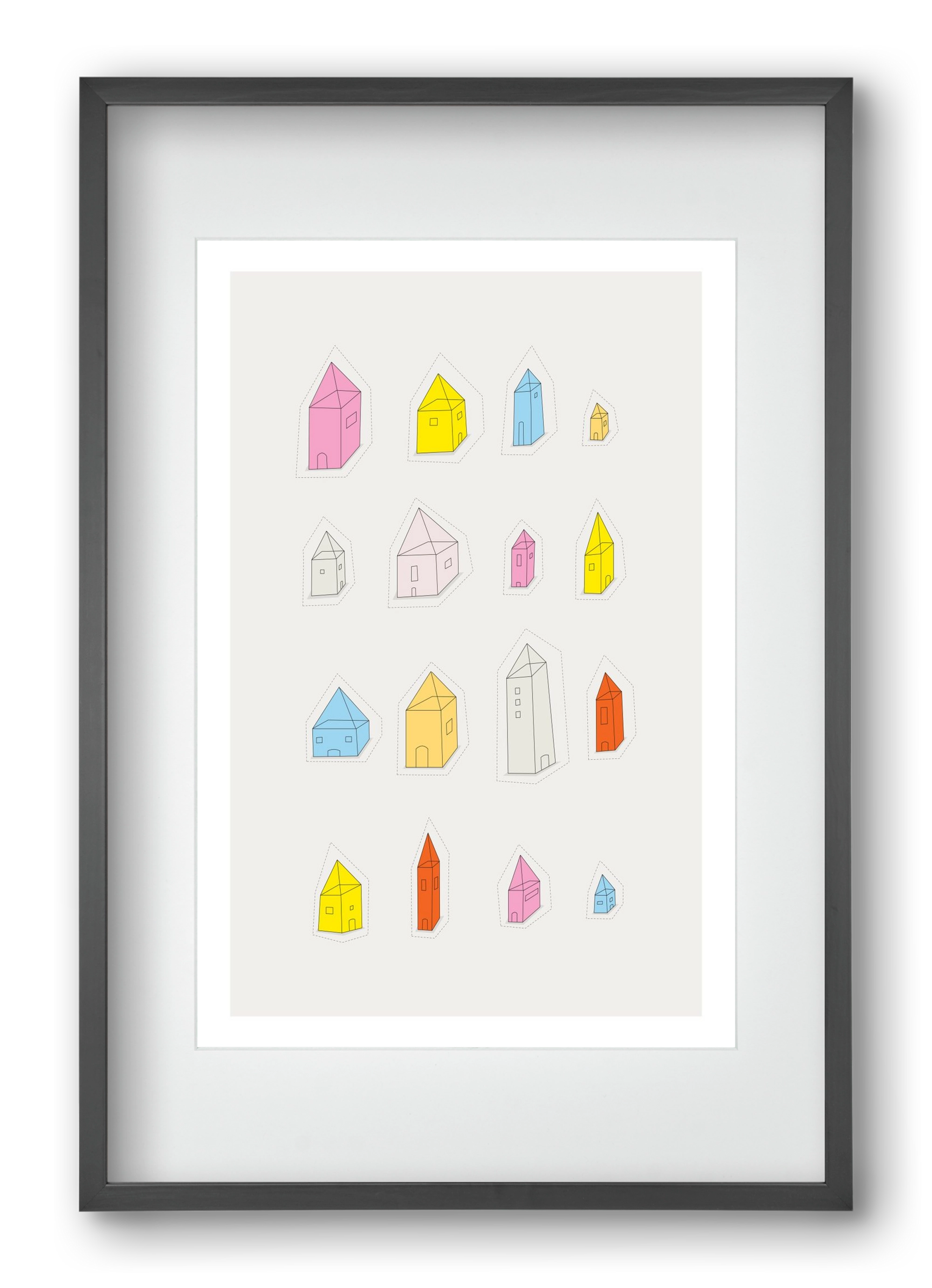 Transparent Houses, 40x60 cm (30x45 cm), Fekete keret, paszpartuval