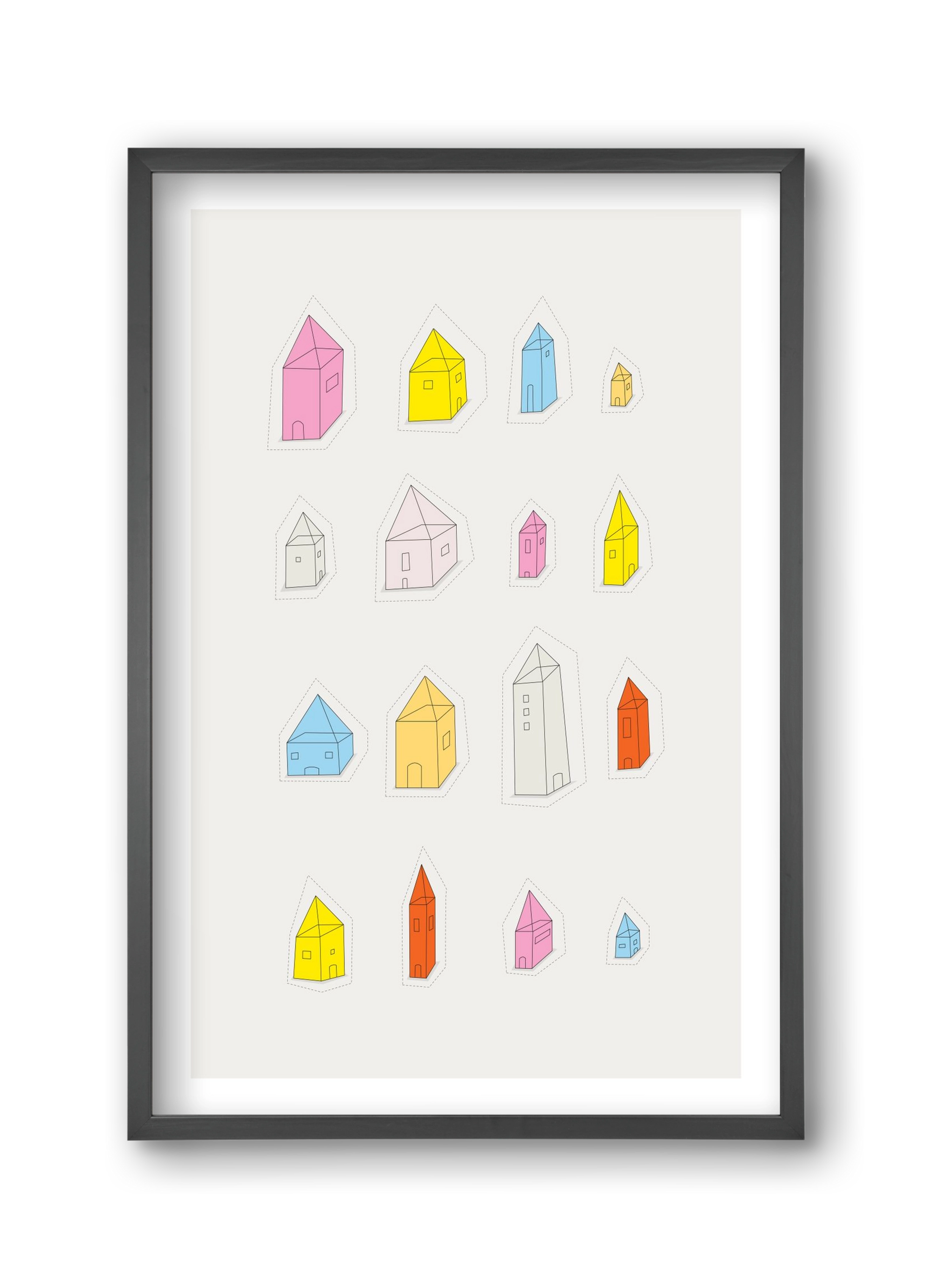 Transparent Houses, 30x45 cm (30x45 cm), Fekete keret