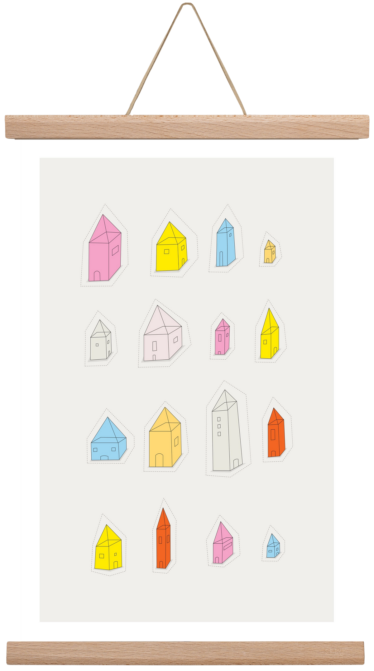 Transparent Houses, 30x45 cm (30x45 cm), Tölgy akasztó