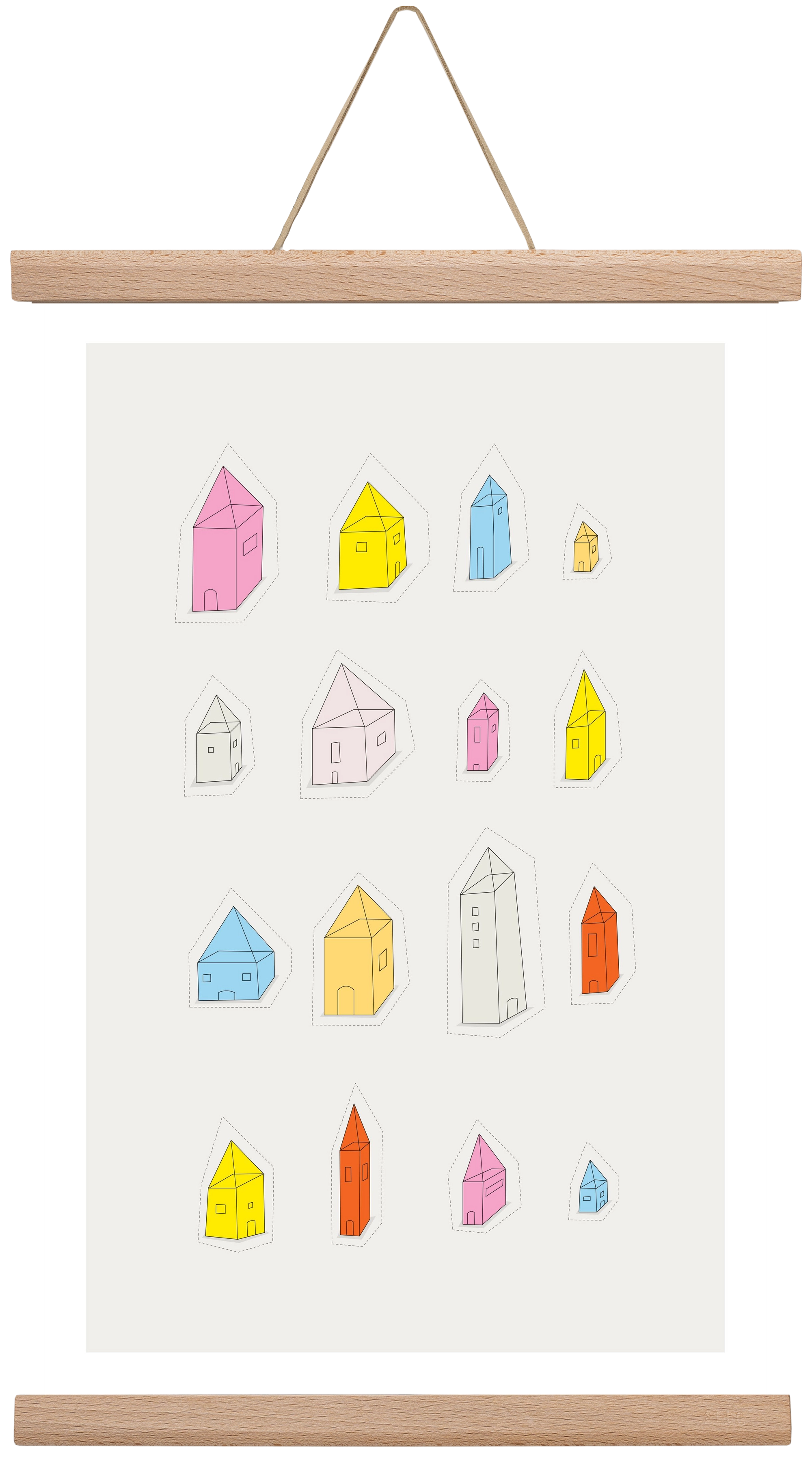 Transparent Houses, 30x45 cm (30x45 cm), Tölgy akasztó