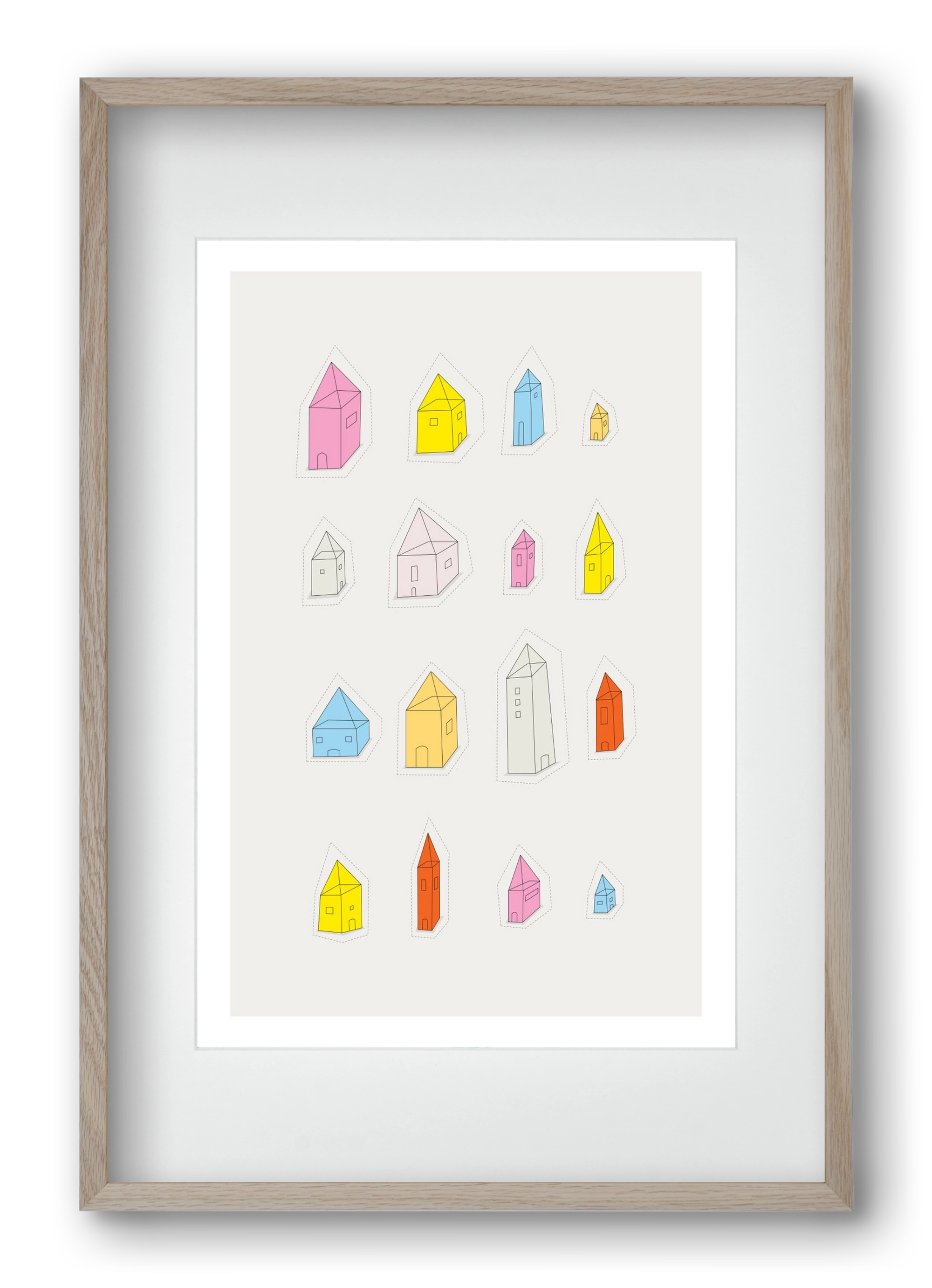 Transparent Houses, 40x60 cm (30x45 cm), Tölgy keret, paszpartuval