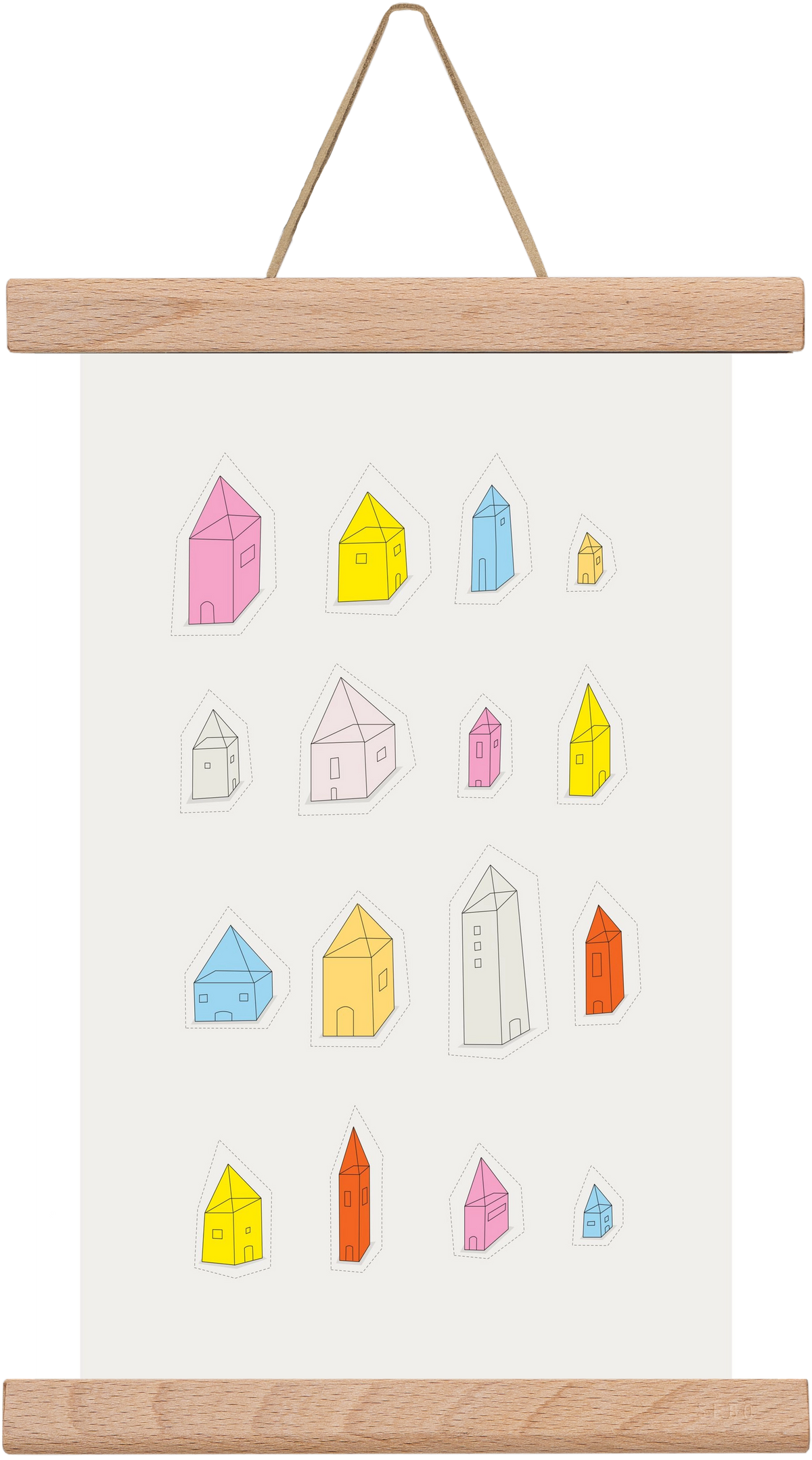 Transparent Houses, 20x30 cm (20x30 cm), Tölgy akasztó