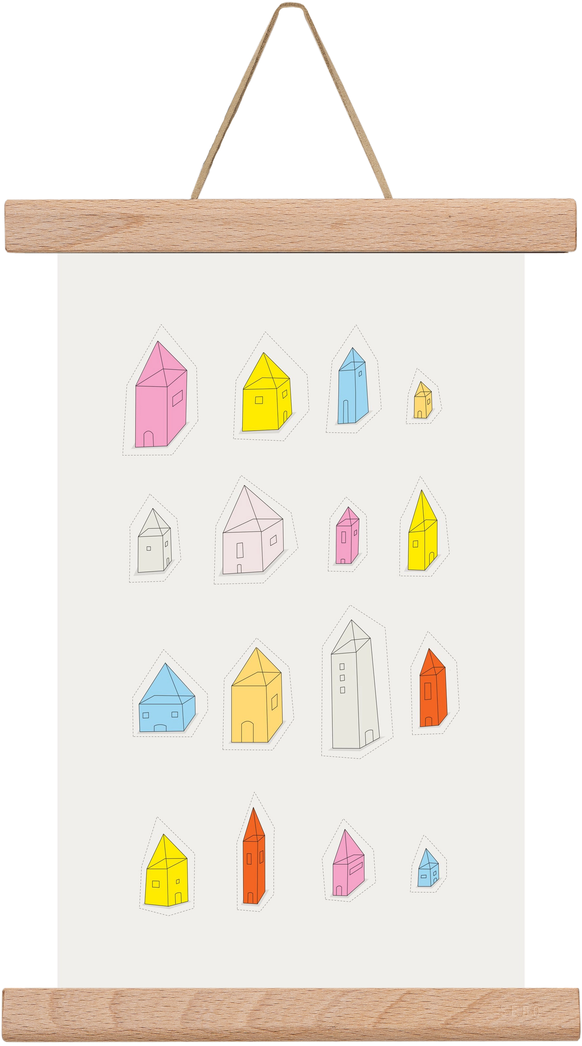 Transparent Houses, 20x30 cm (20x30 cm), Tölgy akasztó