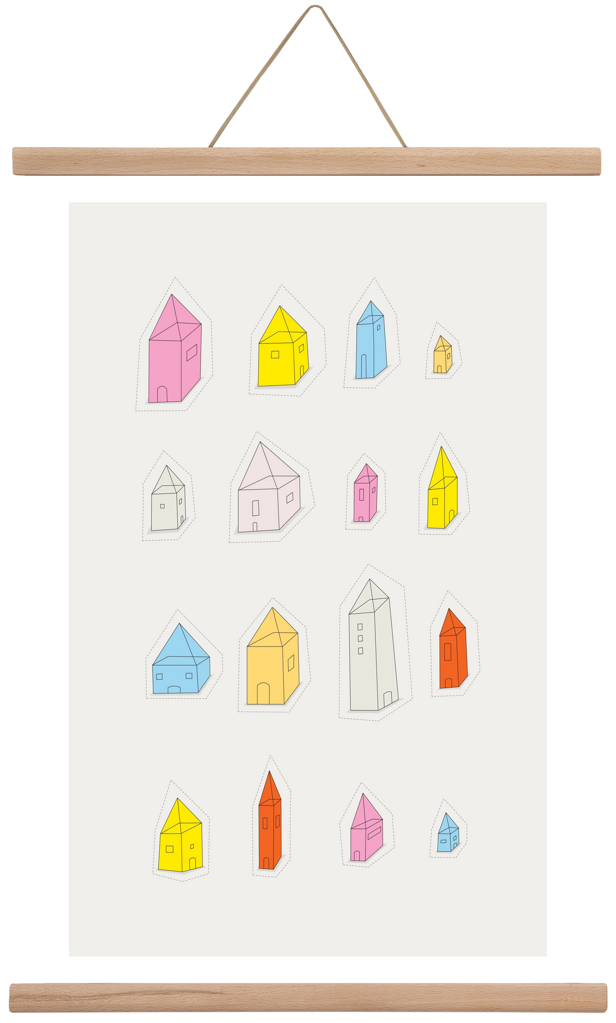 Transparent Houses, 40x60 cm (40x60 cm), Tölgy akasztó