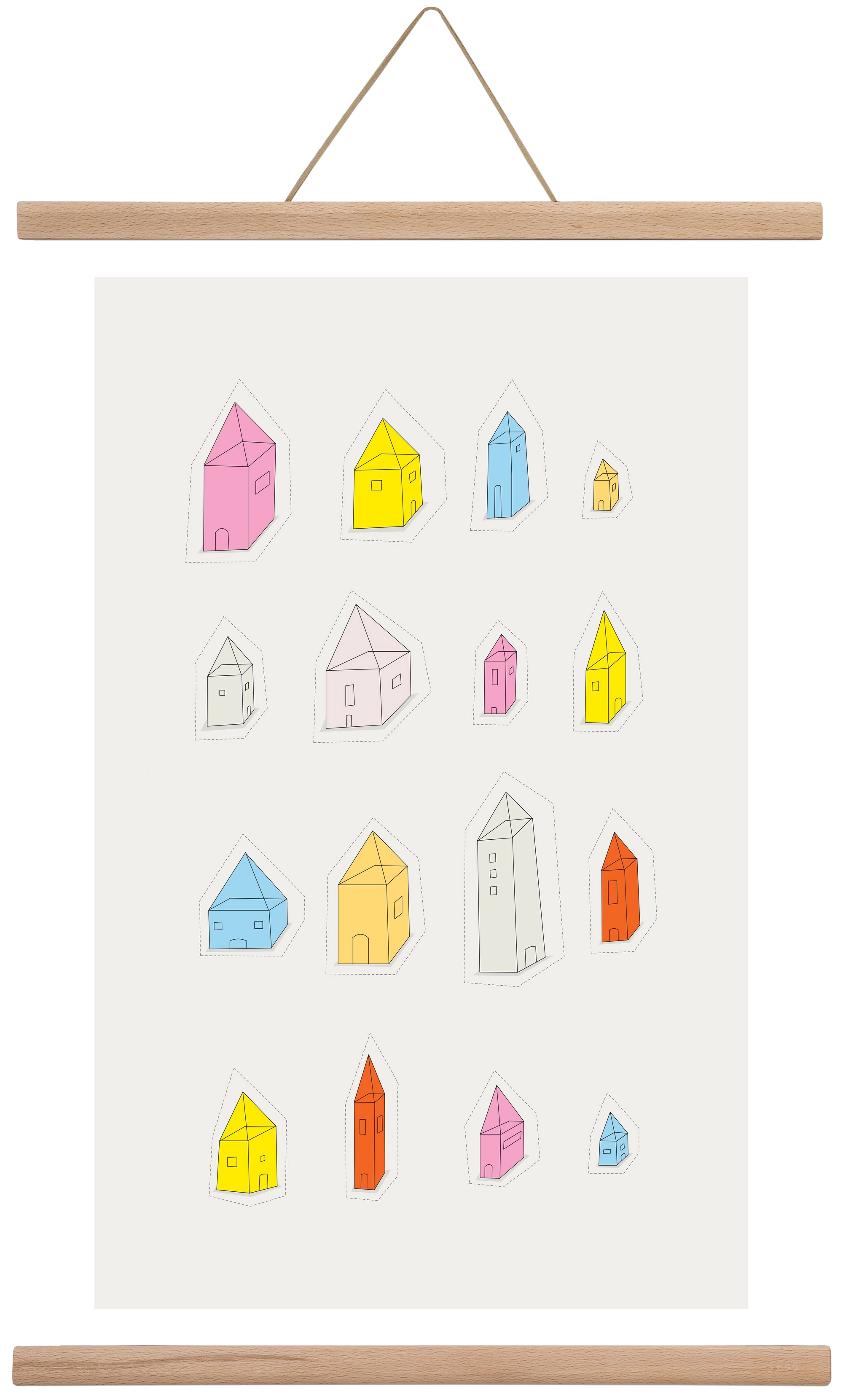 Transparent Houses, 40x60 cm (40x60 cm), Tölgy akasztó