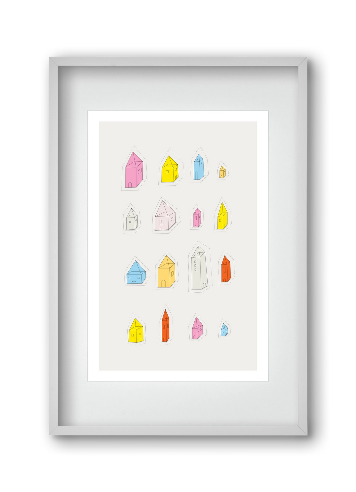 Transparent Houses, 30x45 cm (20x30 cm), Fehér keret, paszpartuval