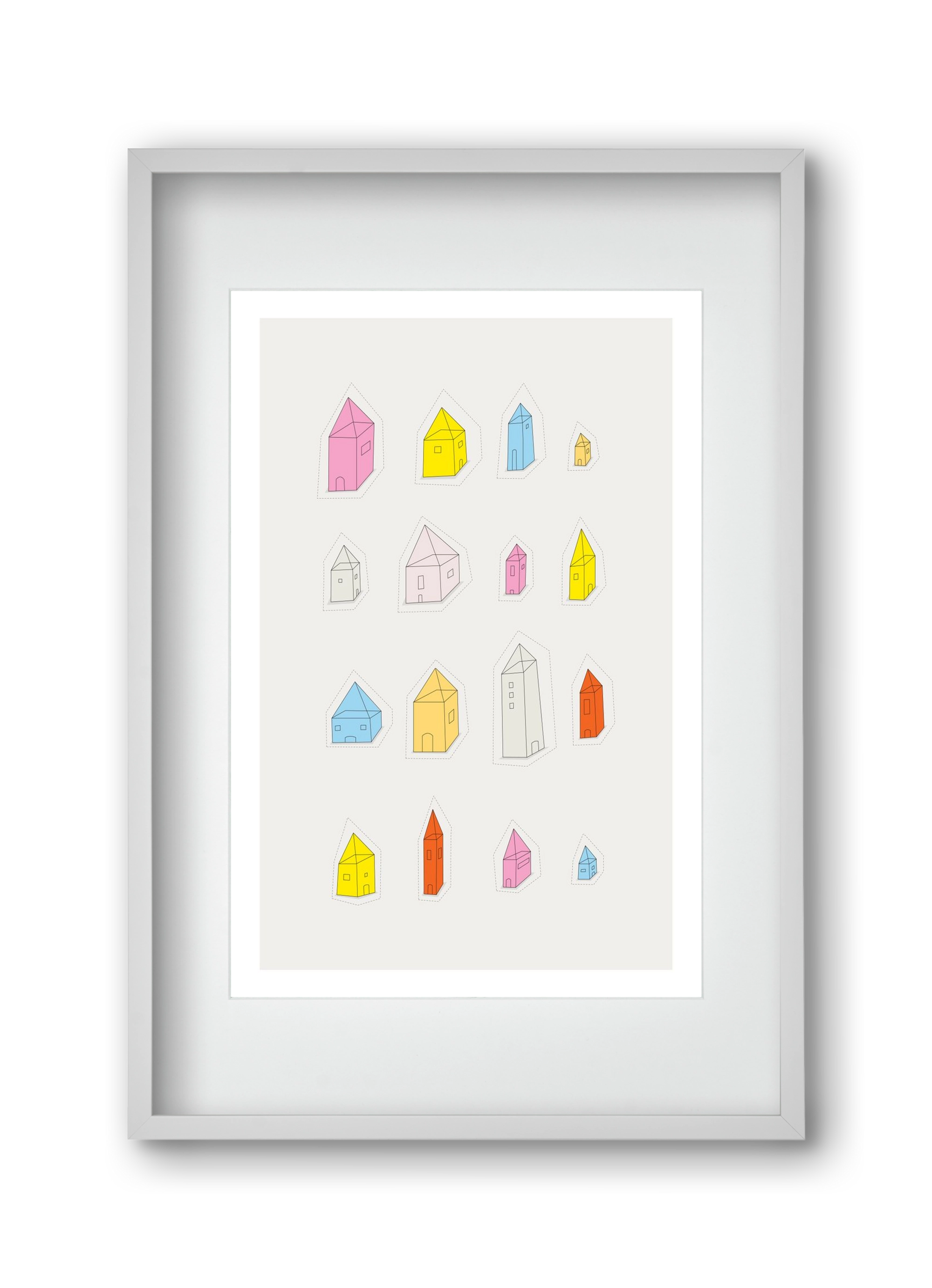 Transparent Houses, 30x45 cm (20x30 cm), Fehér keret, paszpartuval