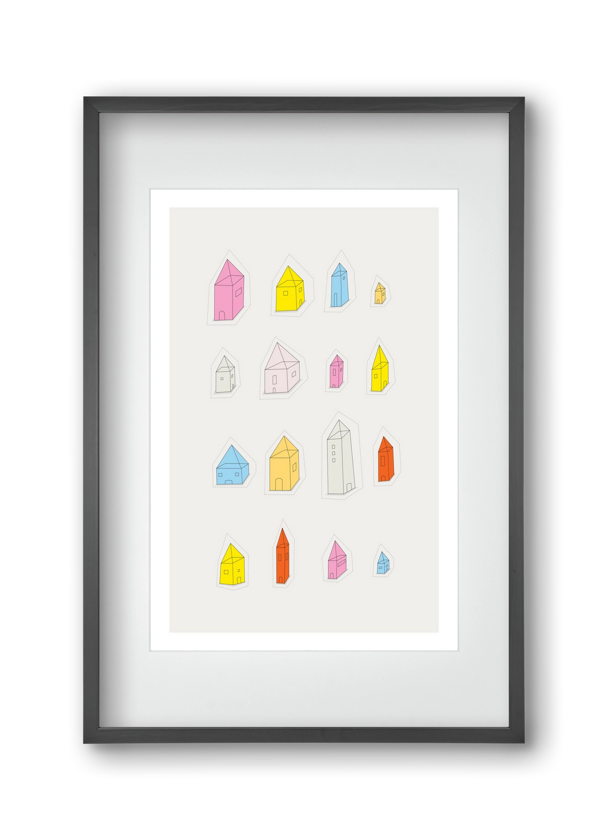 Transparent Houses, 30x45 cm (20x30 cm), Fekete keret, paszpartuval