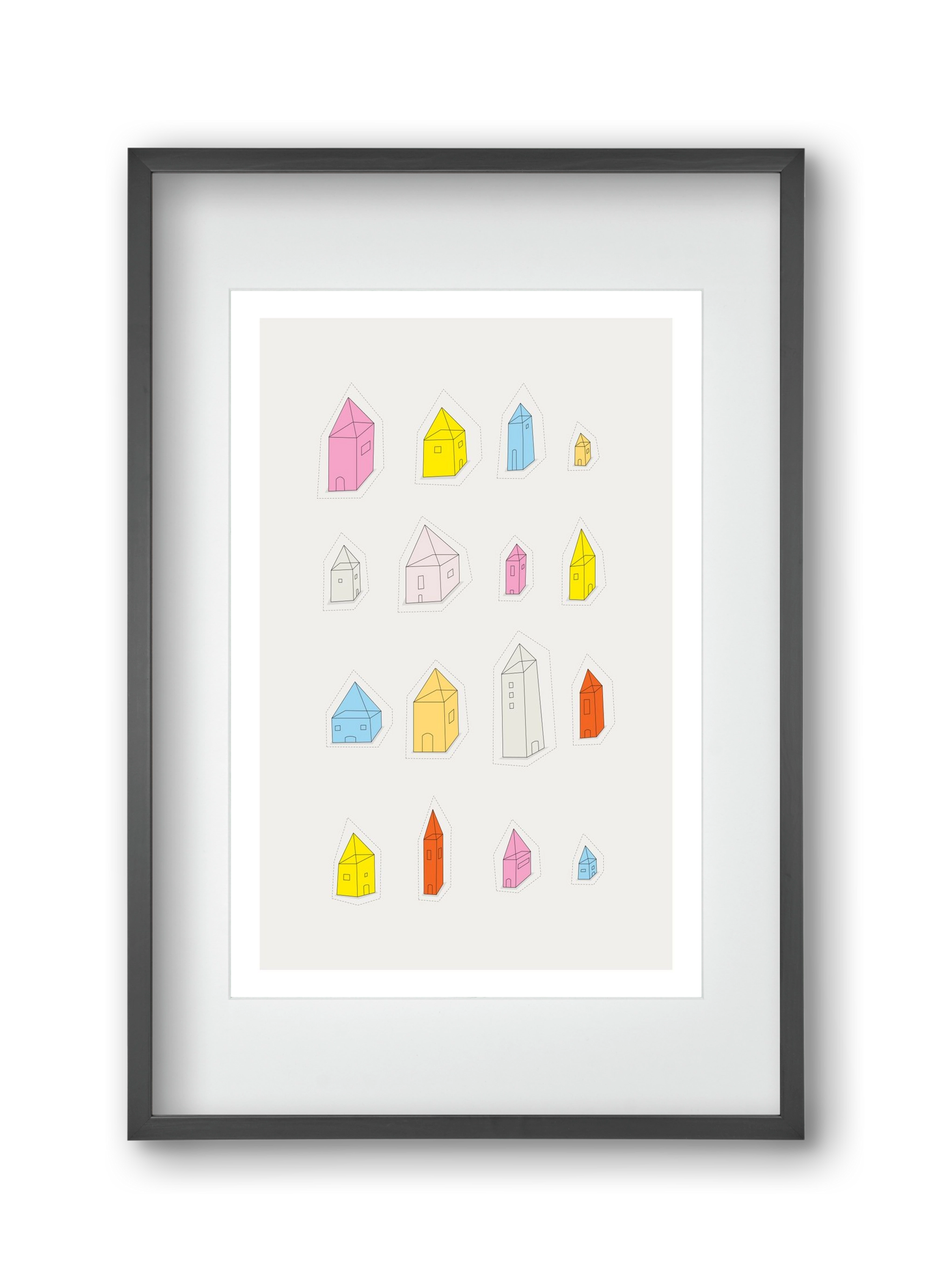 Transparent Houses, 30x45 cm (20x30 cm), Fekete keret, paszpartuval