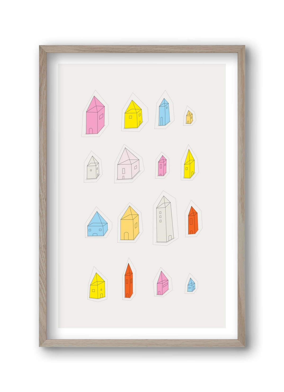 Transparent Houses, 30x45 cm (30x45 cm), Tölgy keret