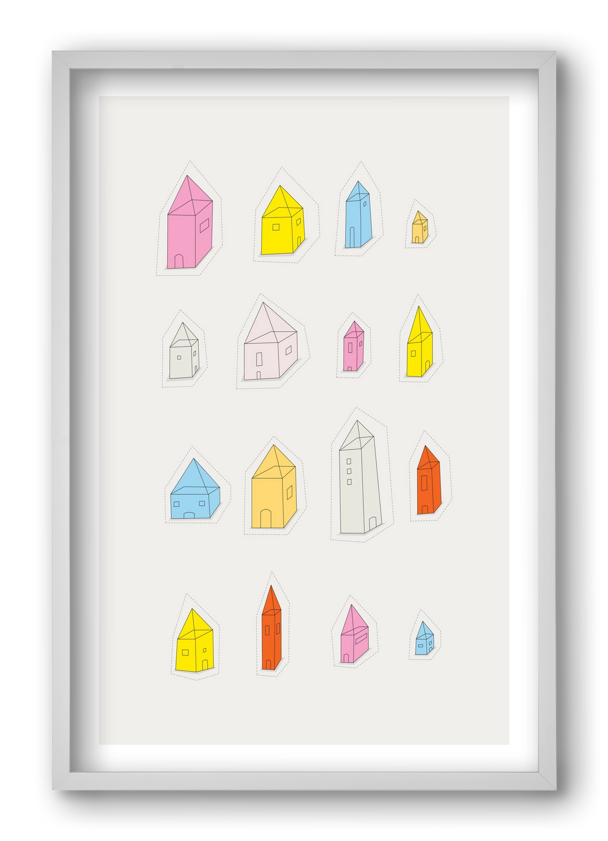 Transparent Houses, 40x60 cm (40x60 cm), Fehér keret