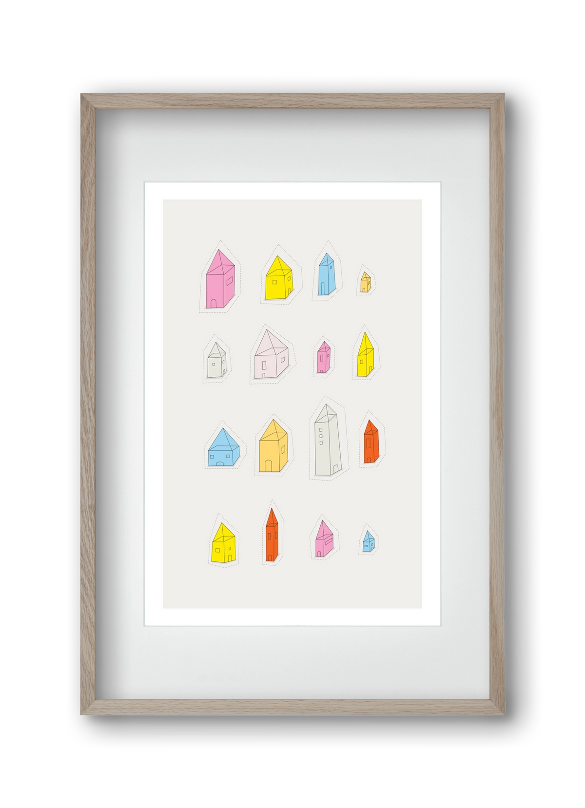 Transparent Houses, 30x45 cm (20x30 cm), Tölgy keret, paszpartuval