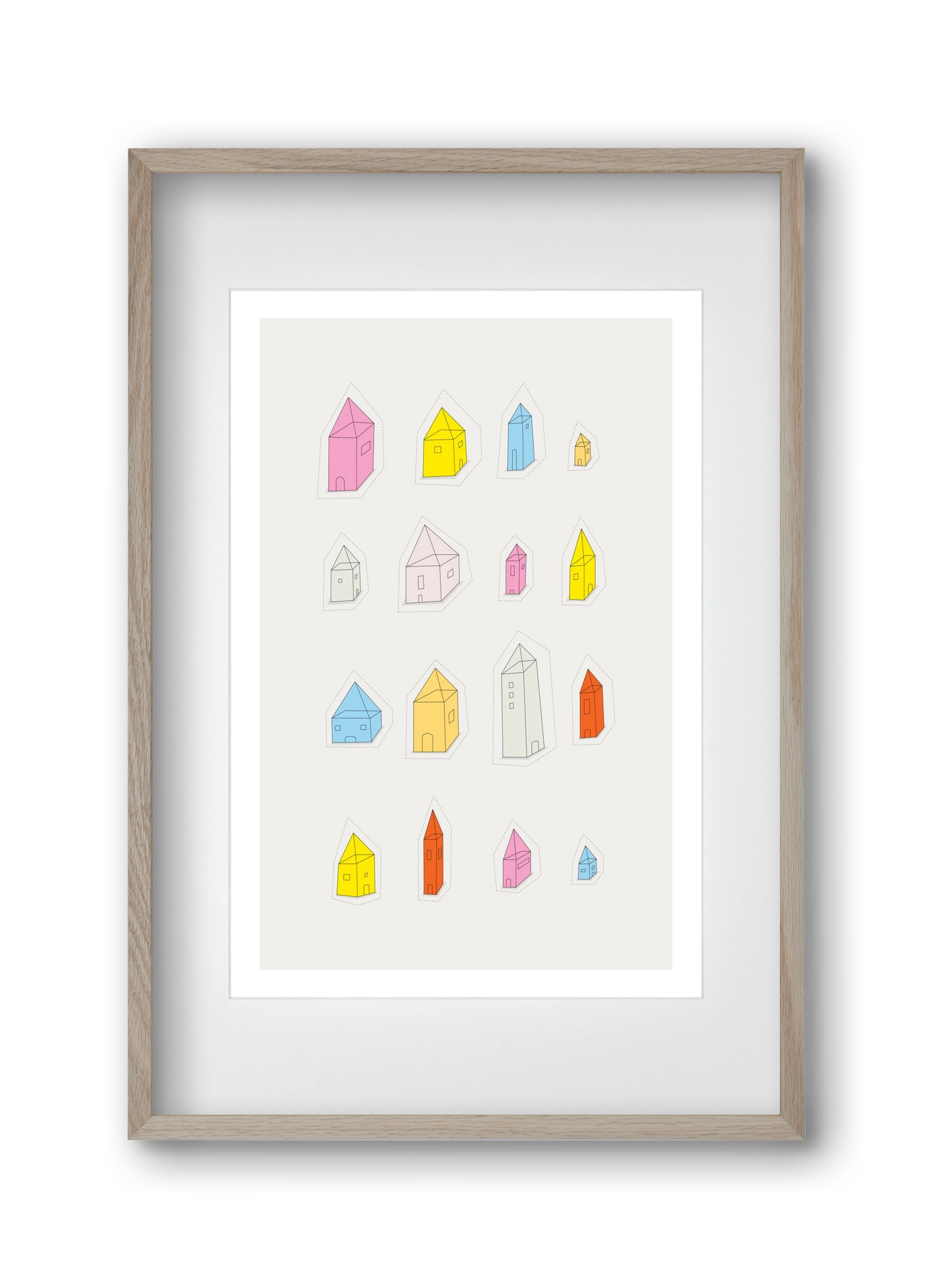 Transparent Houses, 30x45 cm (20x30 cm), Tölgy keret, paszpartuval