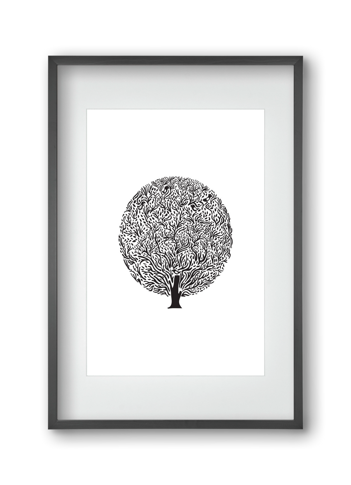 Tree, 30x45 cm (20x30 cm), Fekete keret, paszpartuval